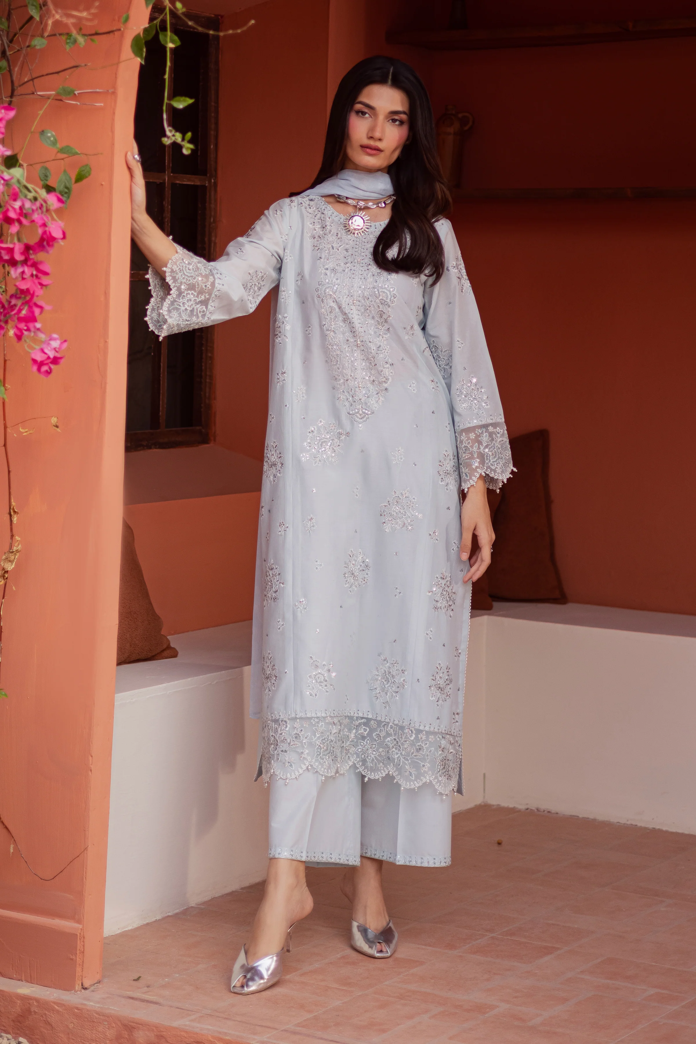 Gulsym 3Pc - Festive Embroidered Lawn - Image 3