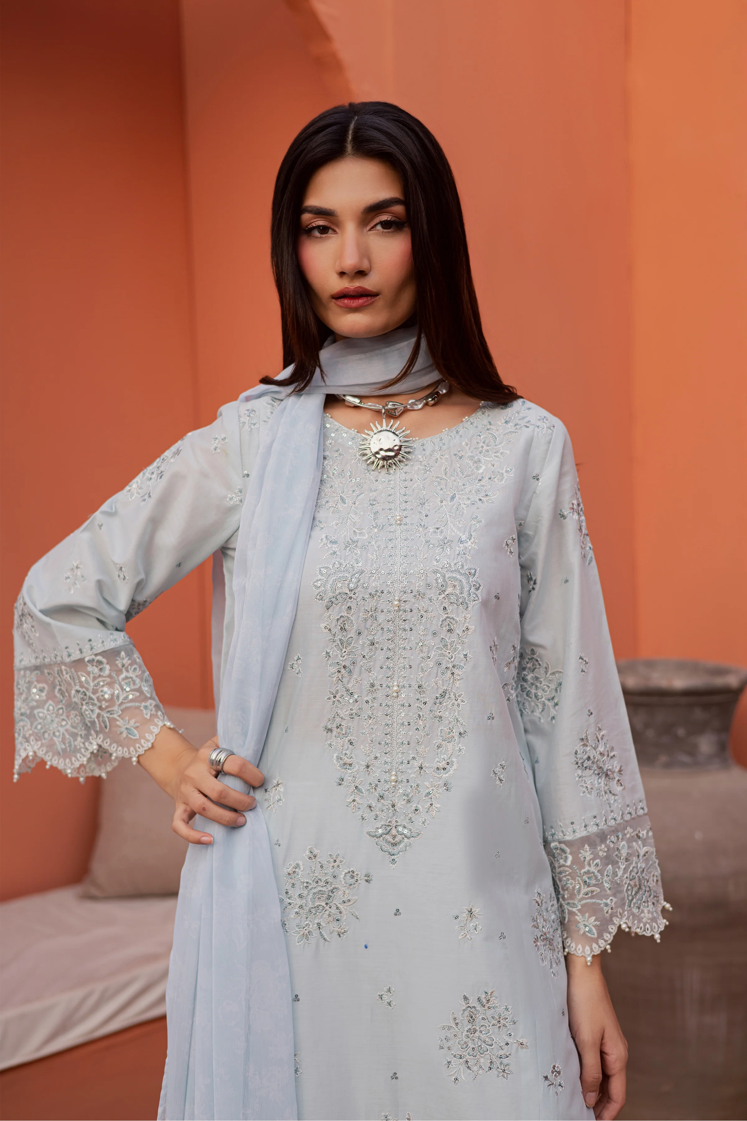 Gulsym 3Pc - Festive Embroidered Lawn - Image 4