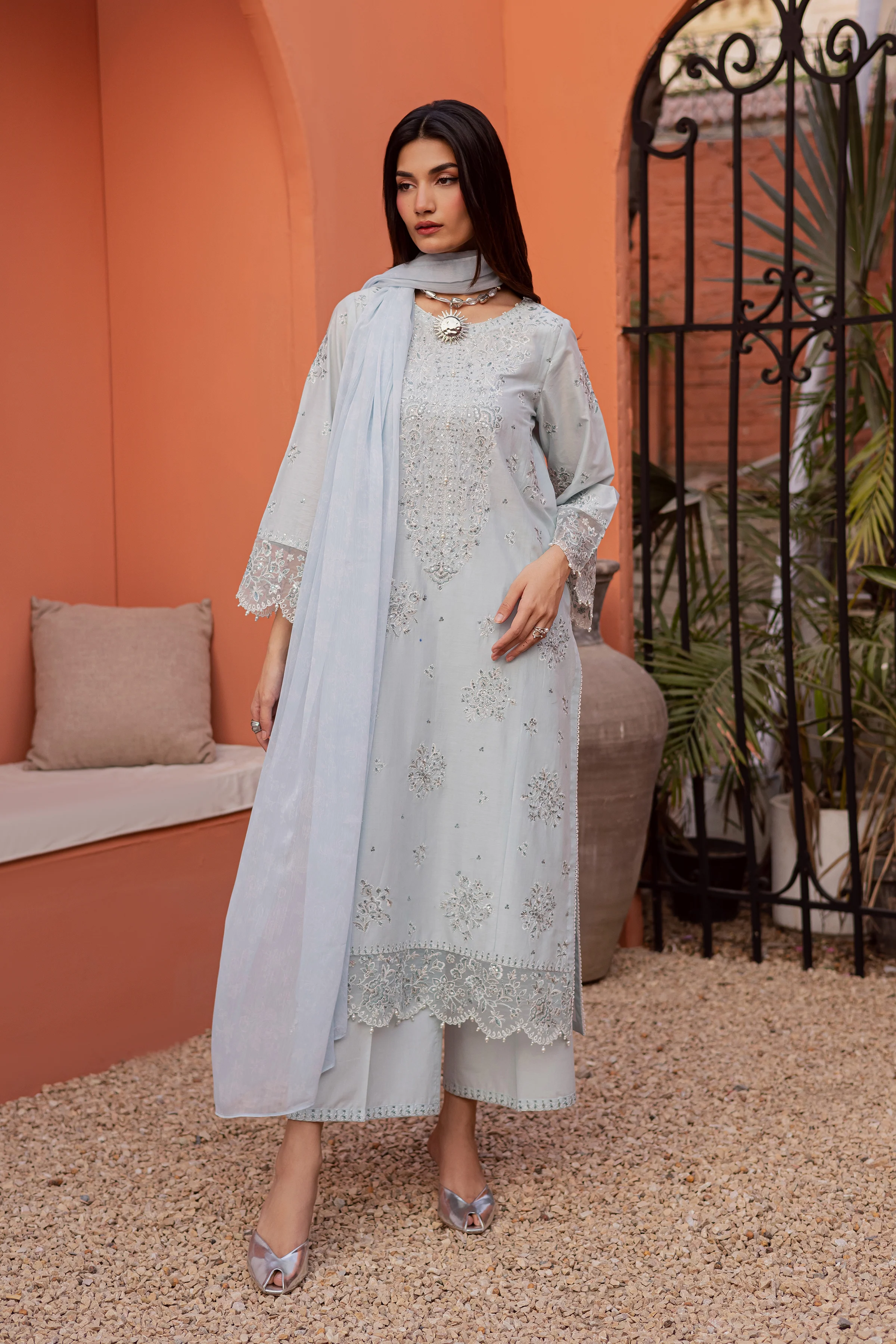 Gulsym 3Pc - Festive Embroidered Lawn - Image 6