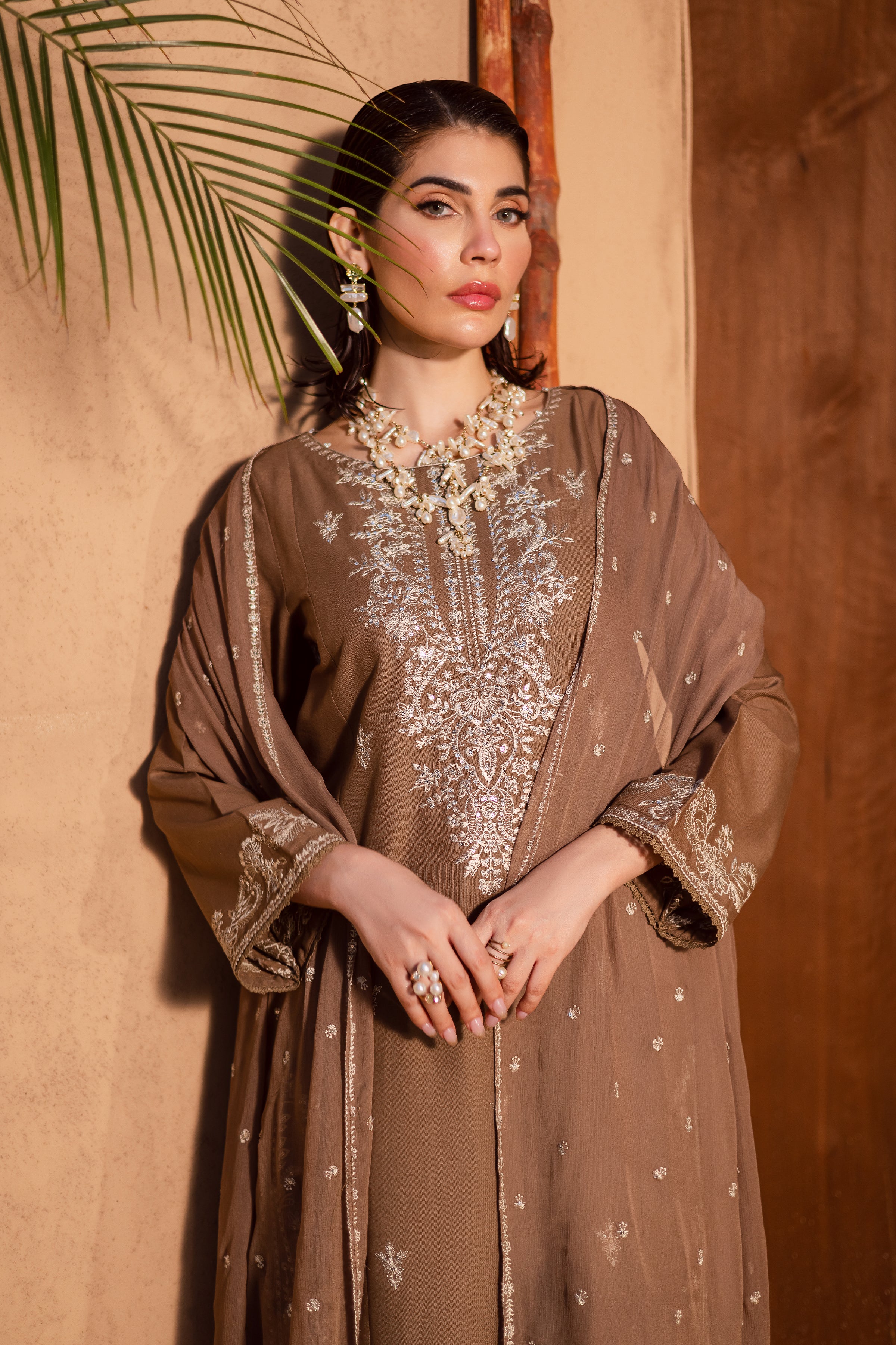 Hazel 3Pc - Embroidered Khaddar Dress - Image 4
