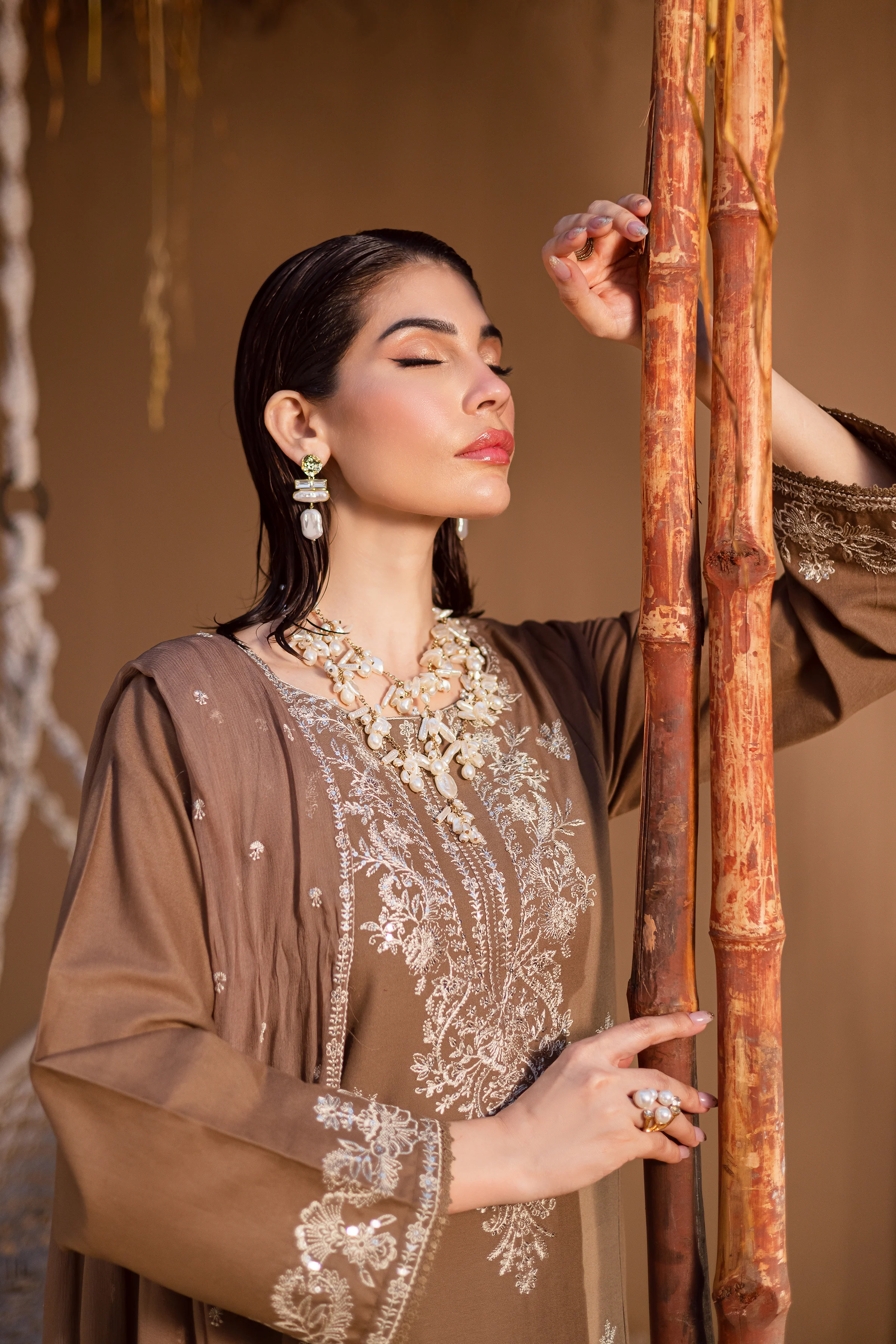 Hazel 3Pc - Embroidered Khaddar Dress - Image 6