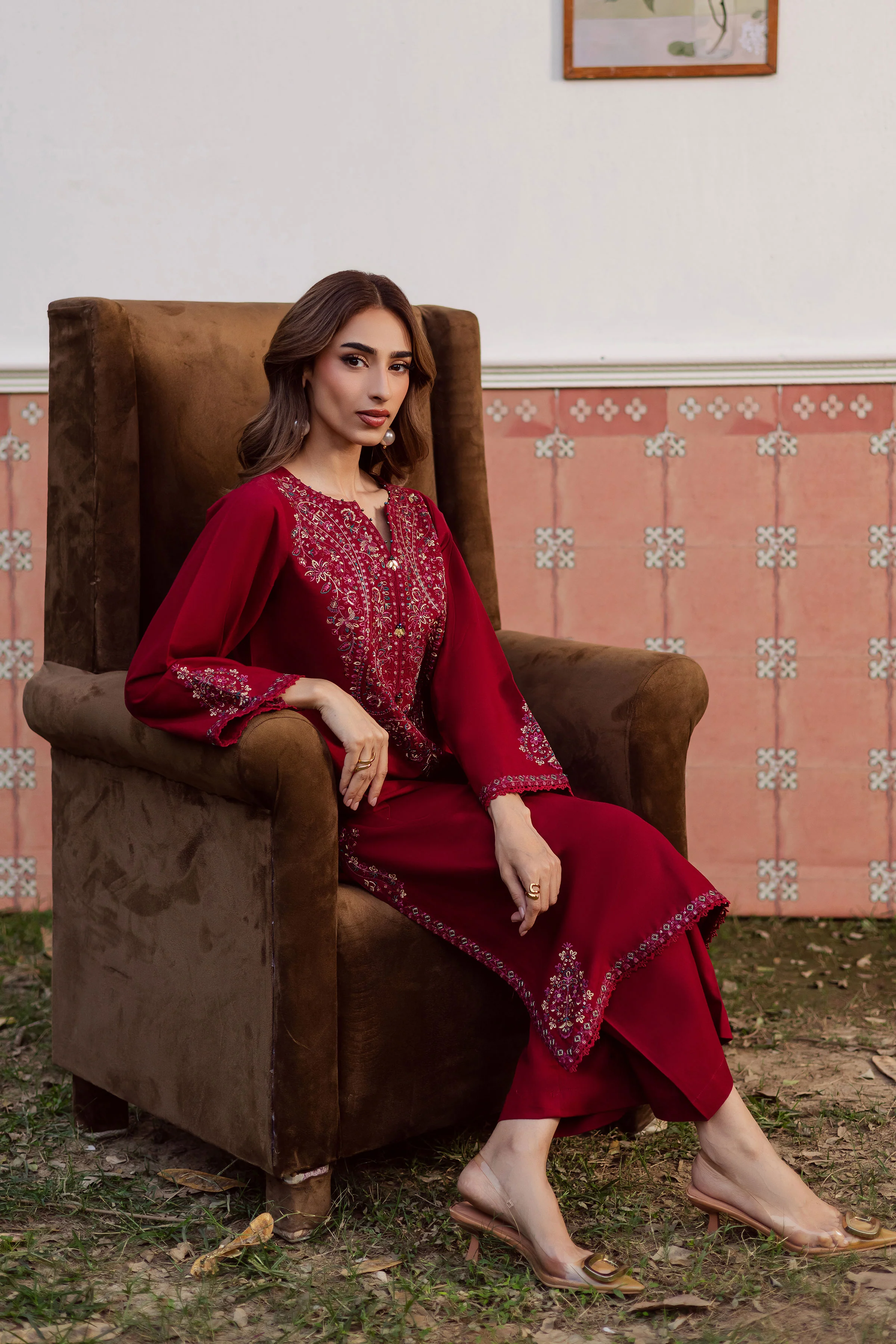 Hyde 2Pc - Embroidered Khaddar Dress - Image 3