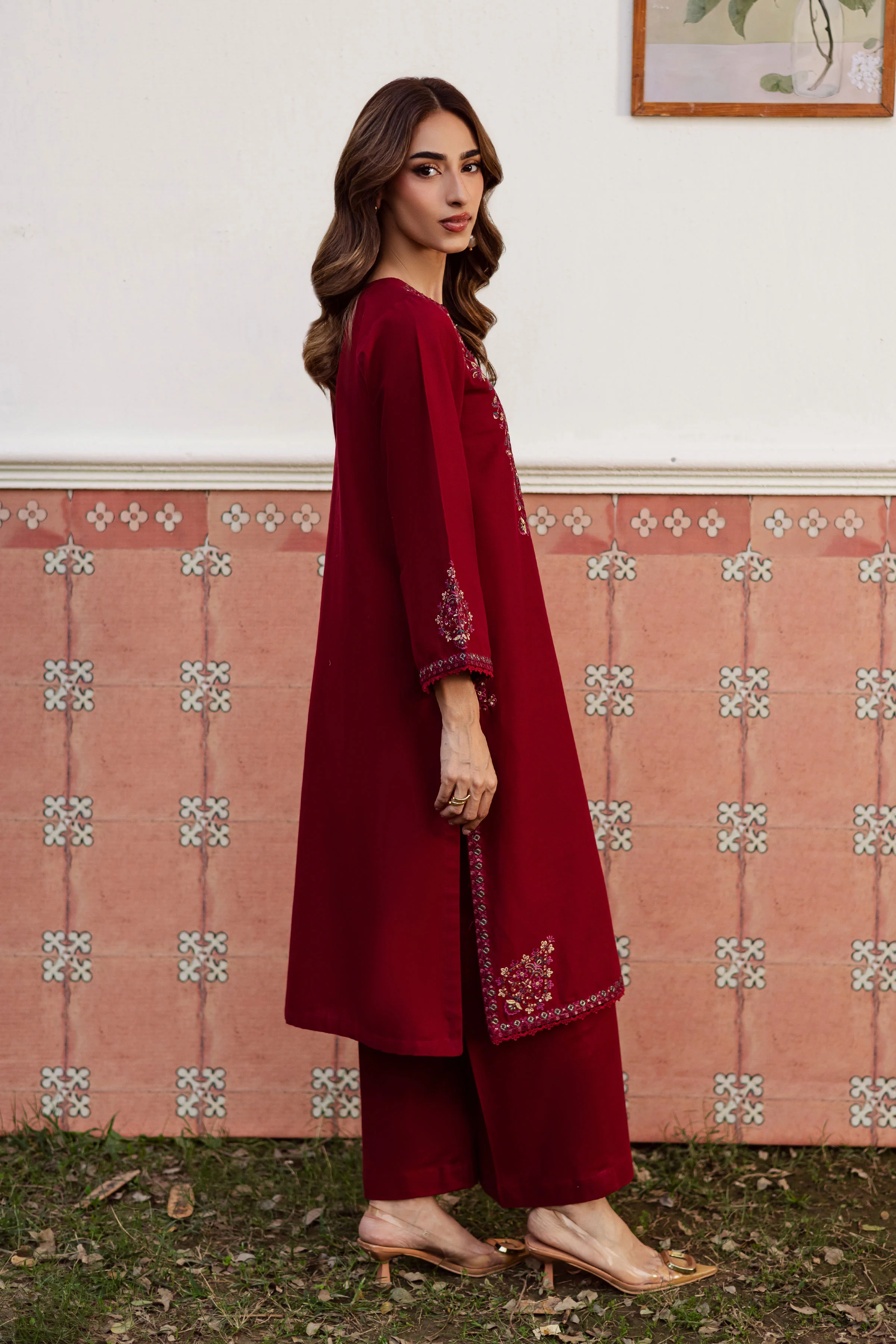 Hyde 2Pc - Embroidered Khaddar Dress - Image 4