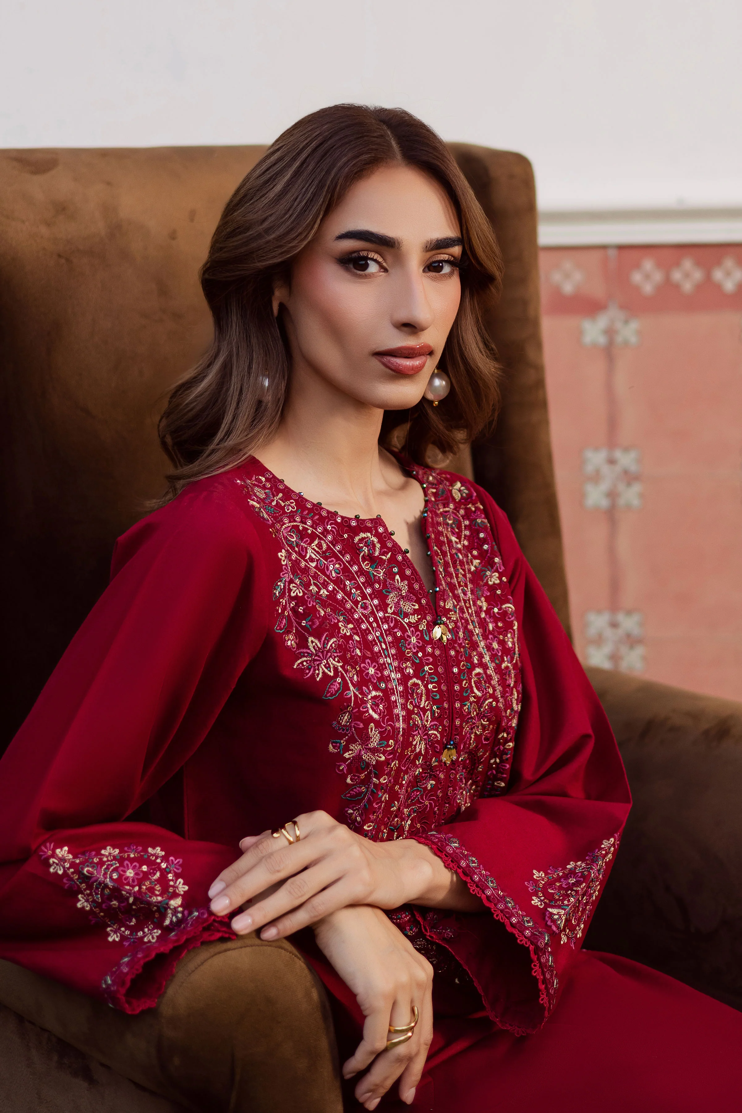 Hyde 2Pc - Embroidered Khaddar Dress - Image 5