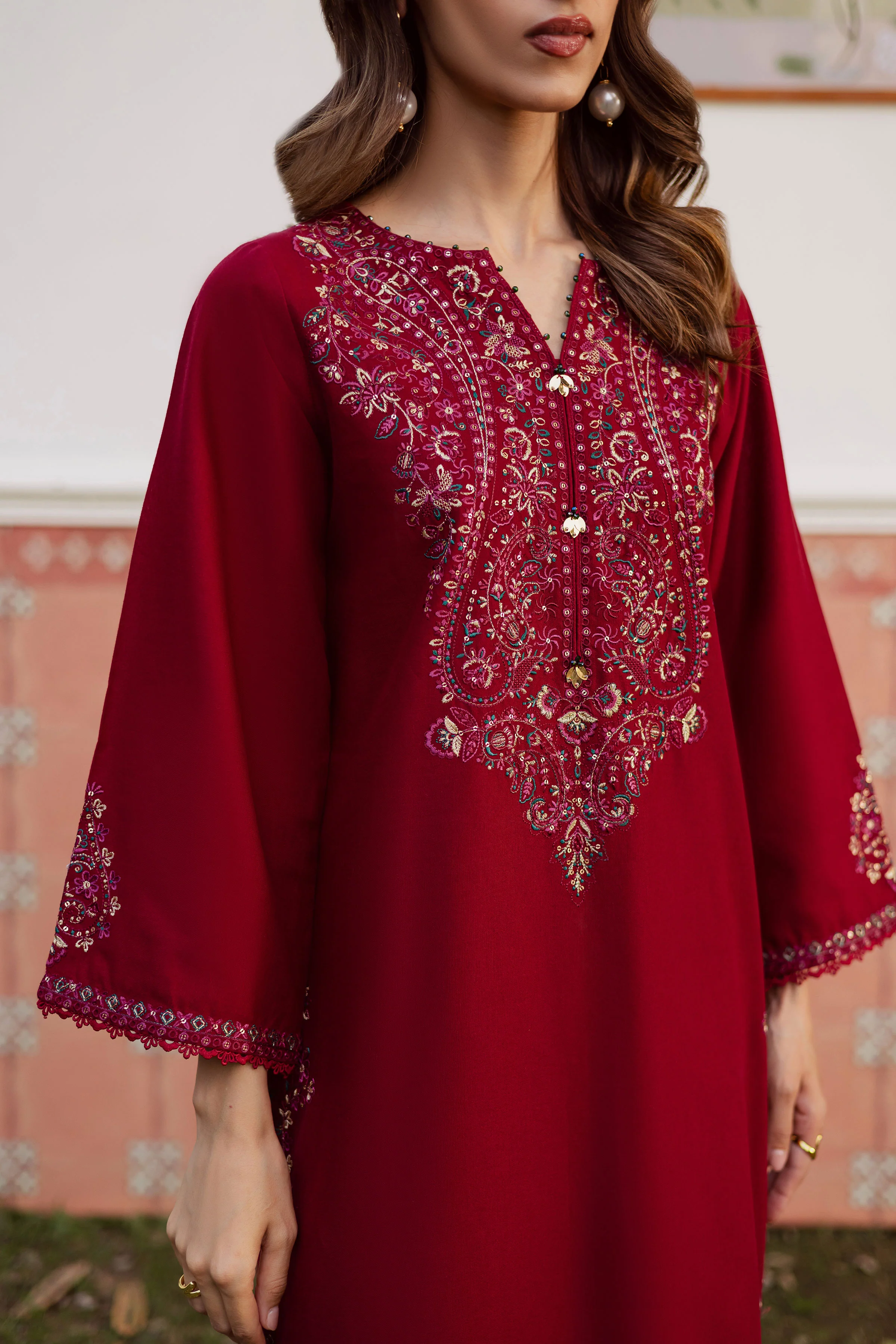 Hyde 2Pc - Embroidered Khaddar Dress - Image 6