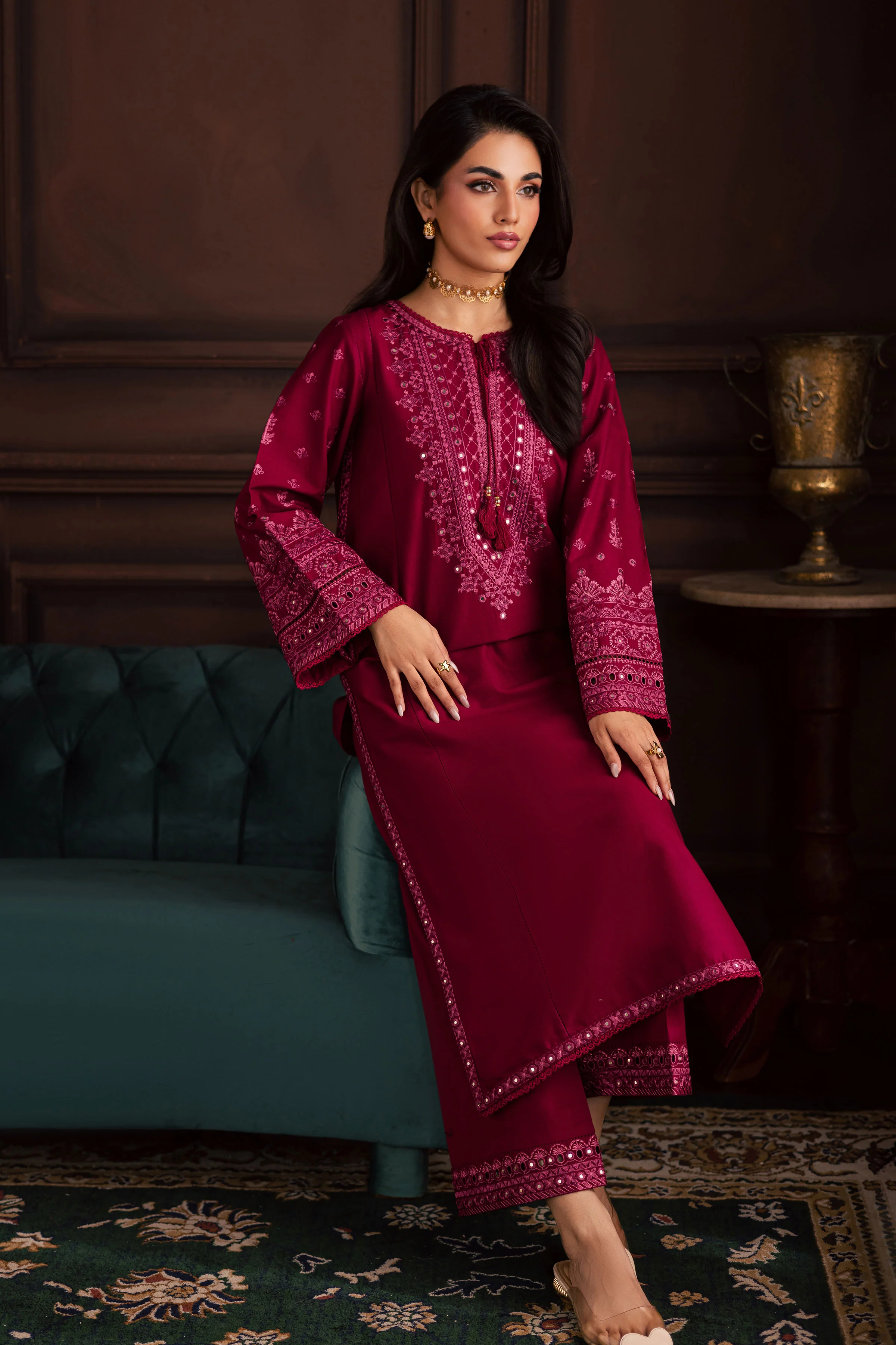 Irha 2Pc - Embroidered Khaddar Dress - Image 5