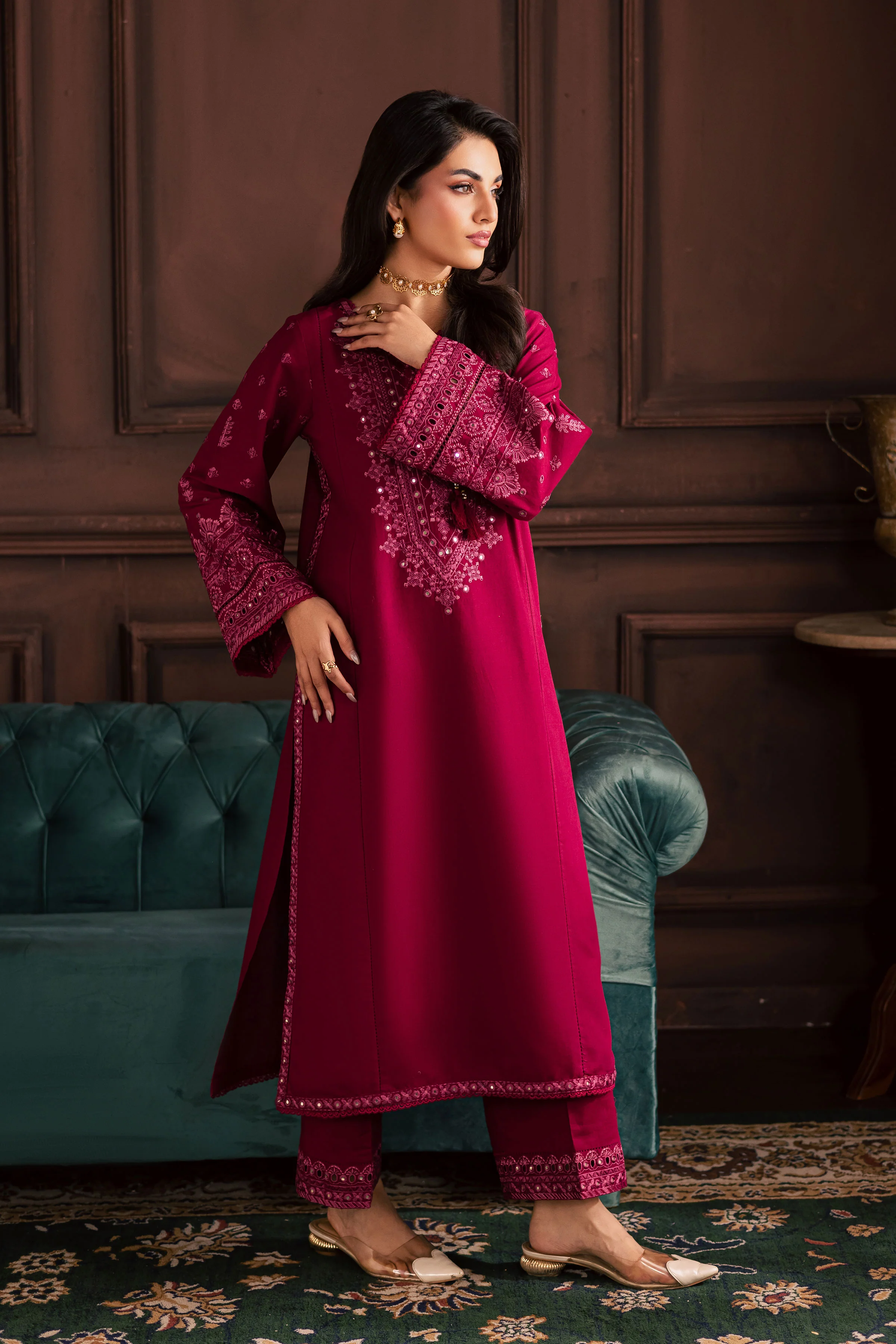 Irha 2Pc - Embroidered Khaddar Dress - Image 6