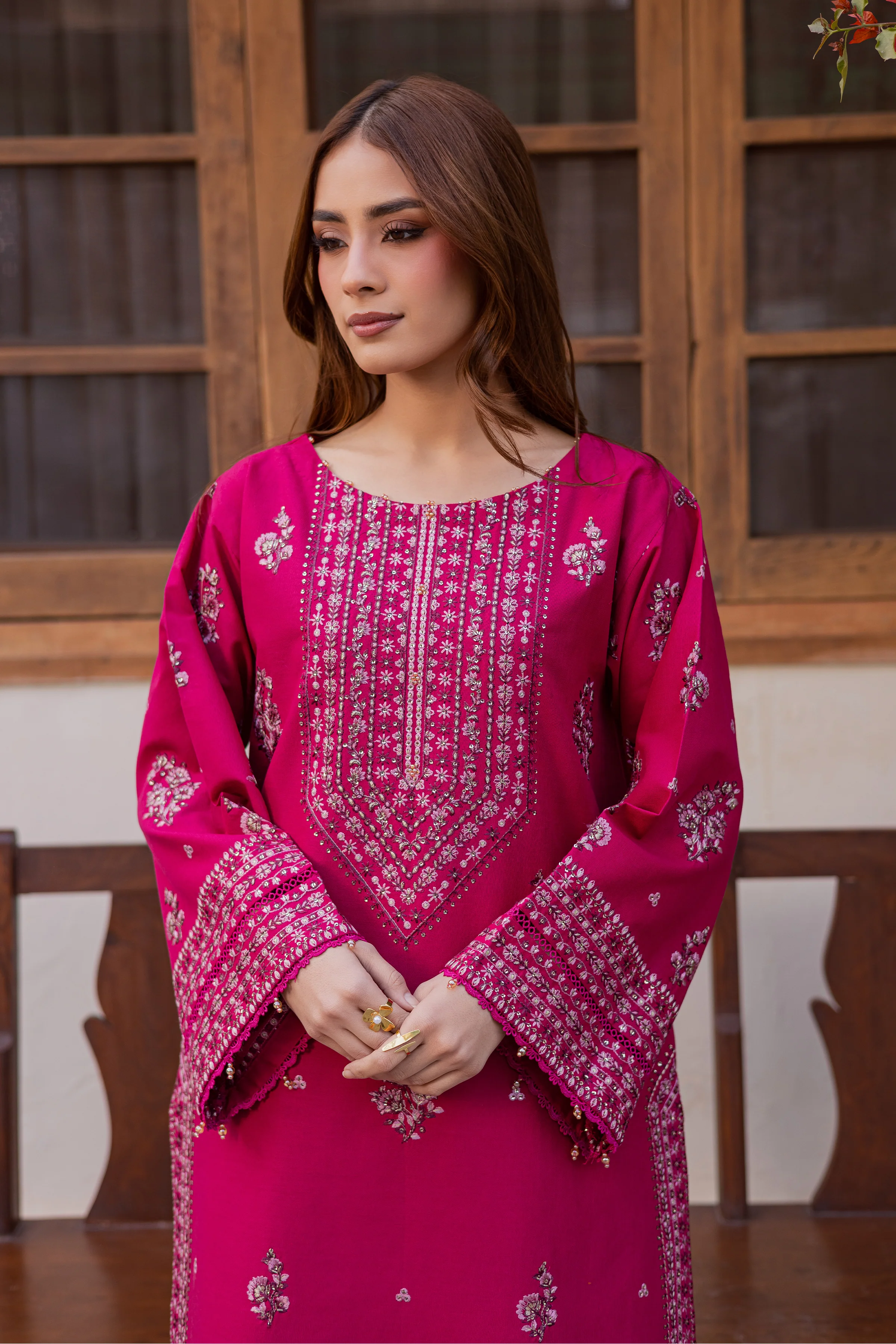 Jahan ara 2Pc - Embroidered Khaddar Dress - Image 2