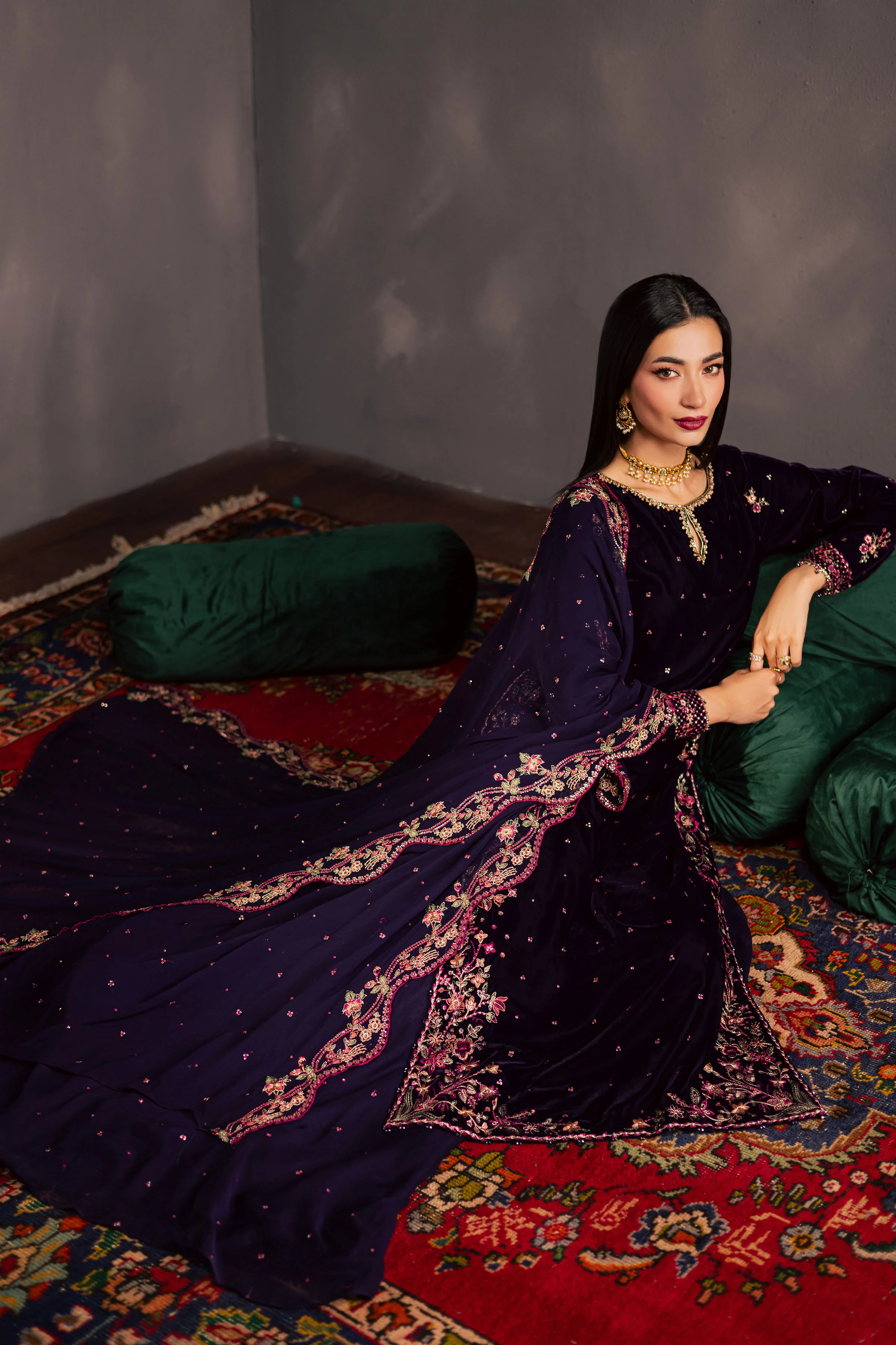 Jahanara 3Pc - Velvet Luxe Pret - Image 3