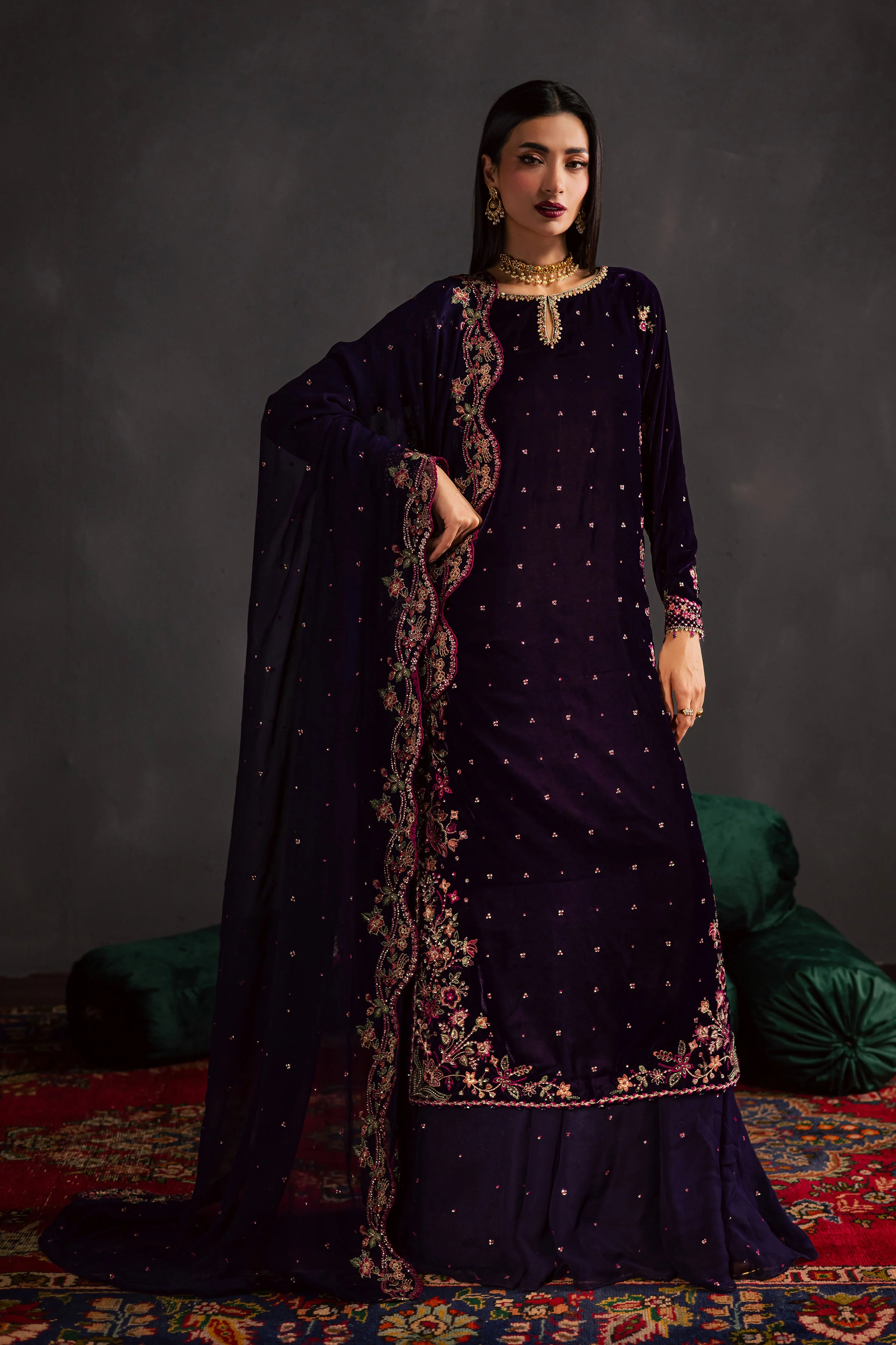 Jahanara 3Pc - Velvet Luxe Pret - Image 4