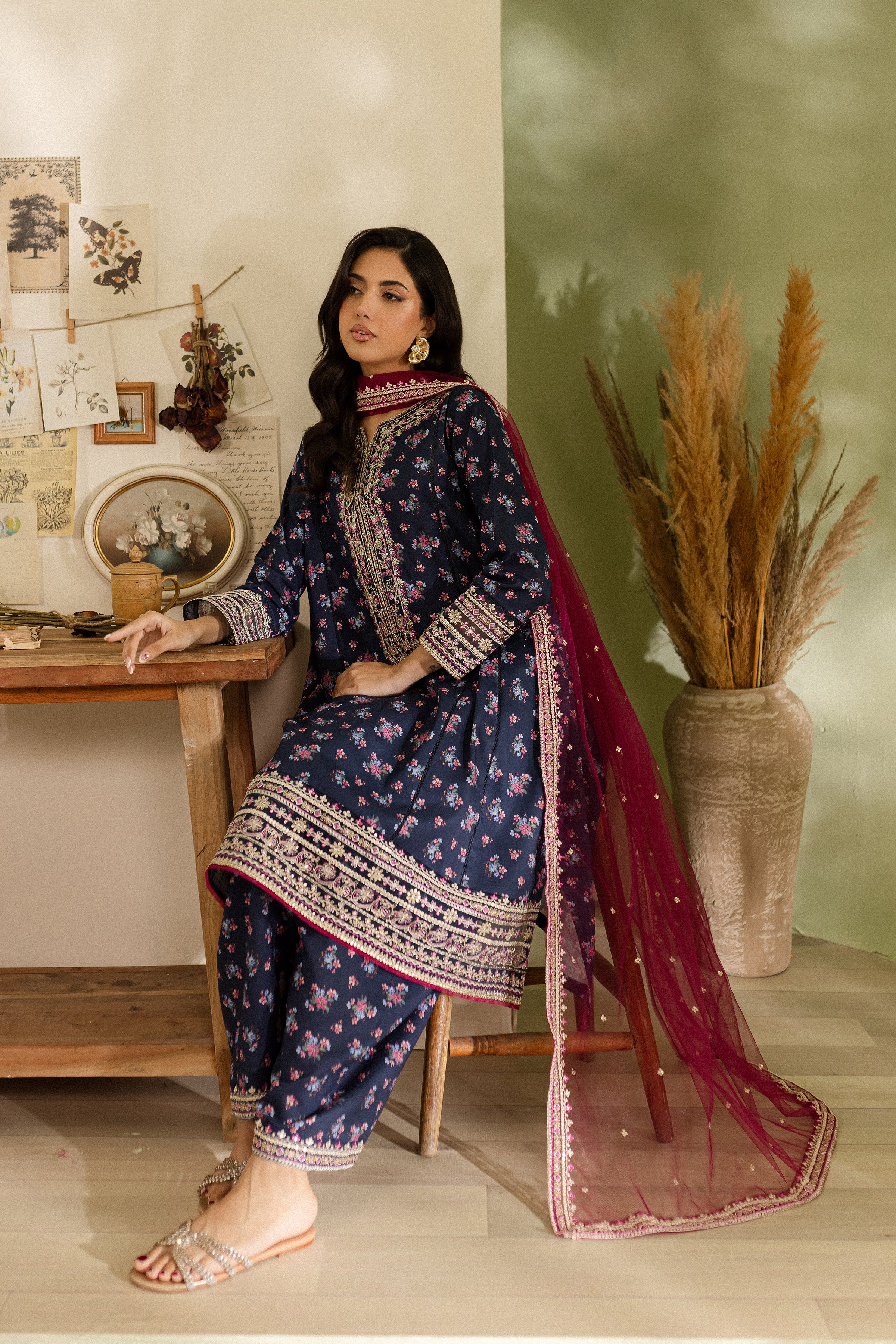 Joy 3pc - Printed Khaddar Dress - Image 4
