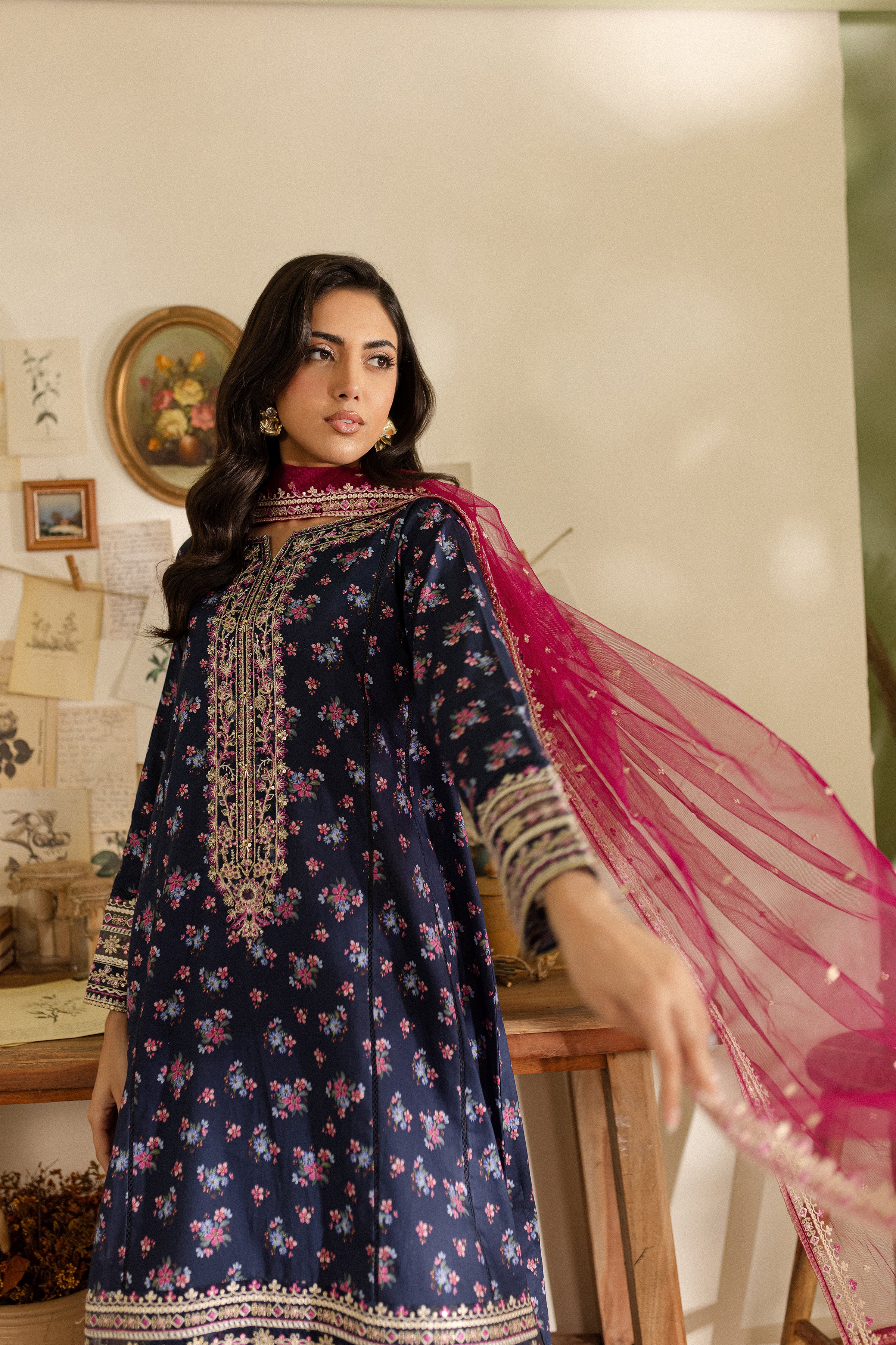 Joy 3pc - Printed Khaddar Dress - Image 5