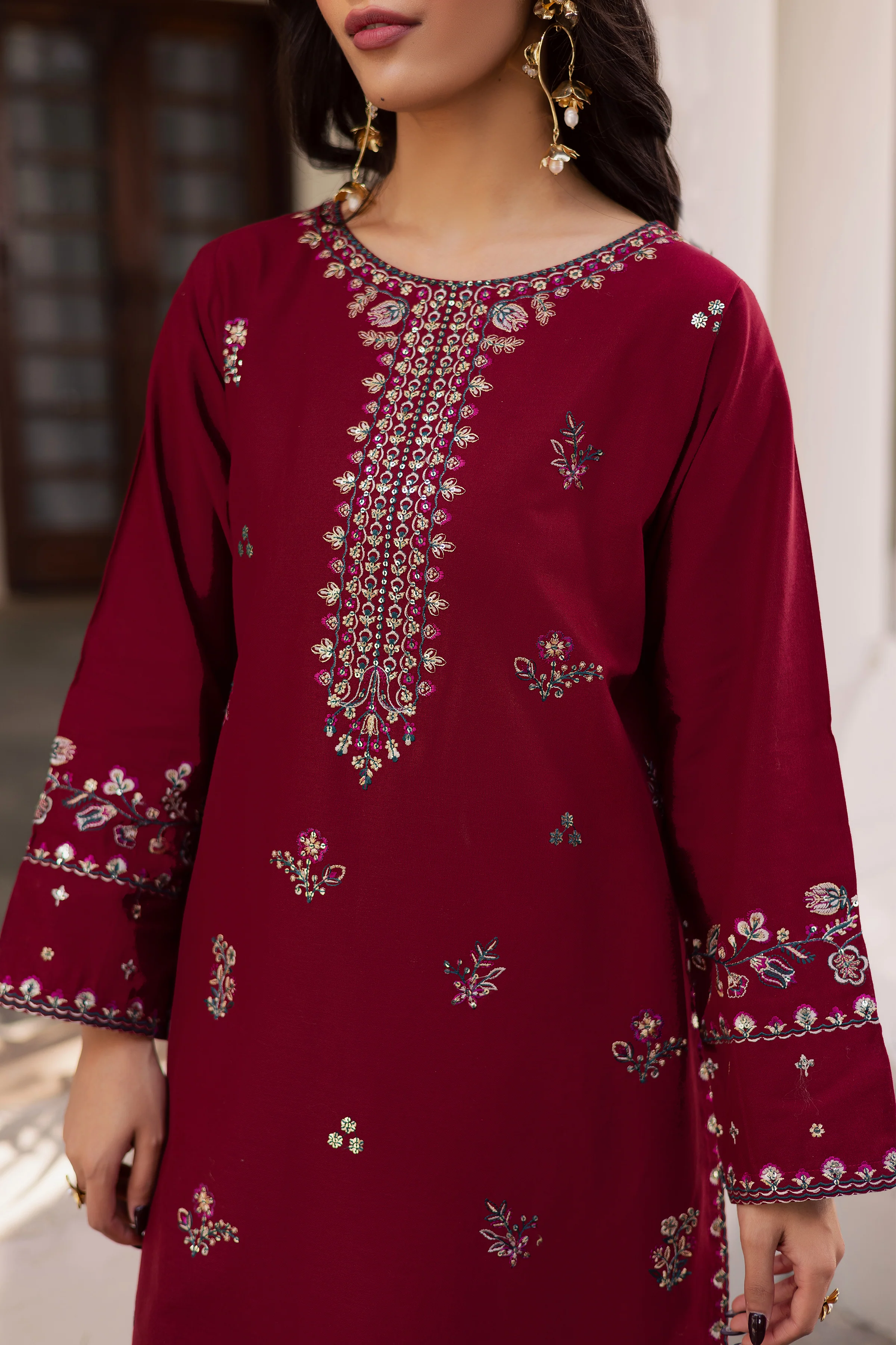 Lail 3Pc - Embroidered Khaddar Dress - Image 8
