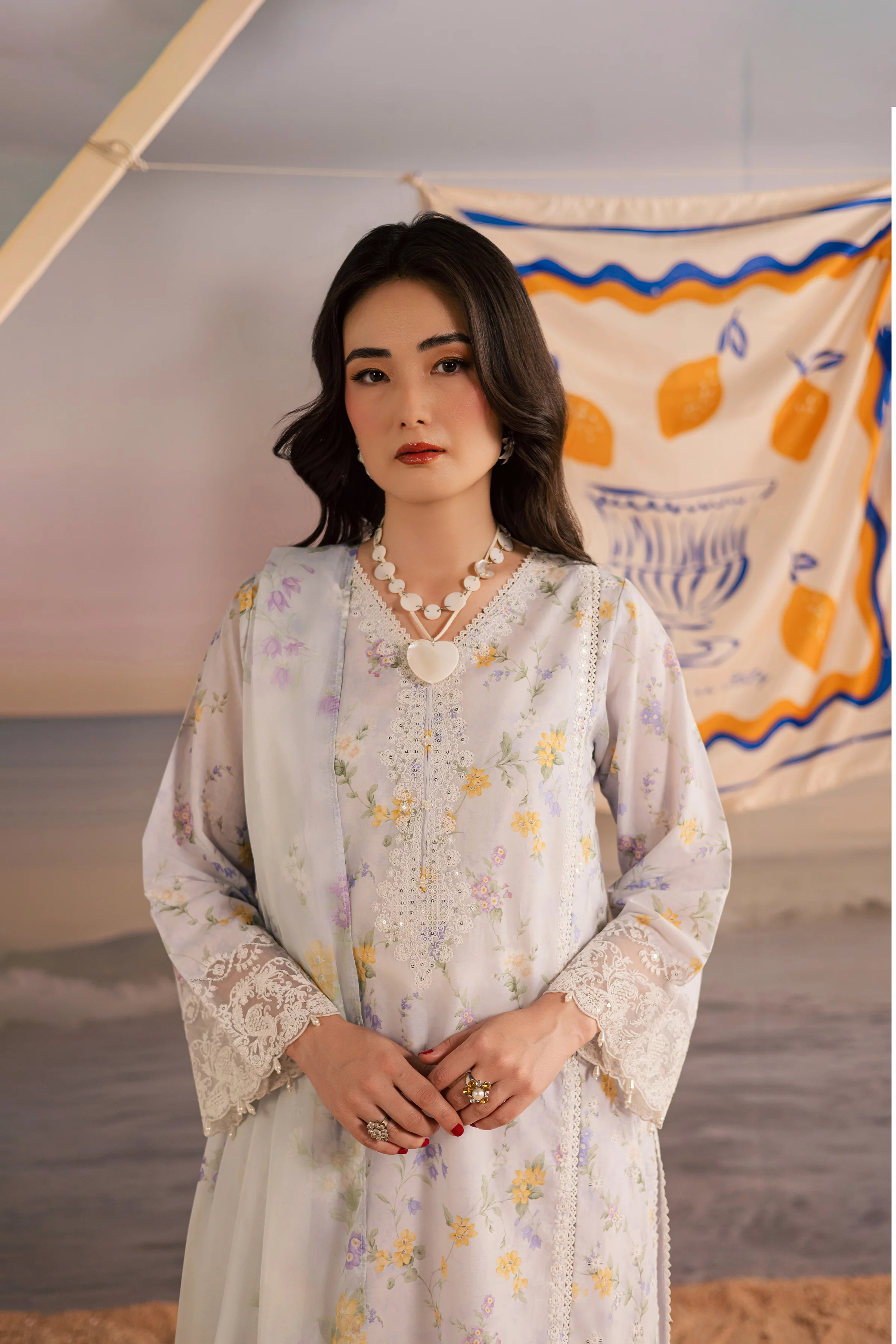 Lilac Vera 3Pc - Printed Lawn Dress - Image 4