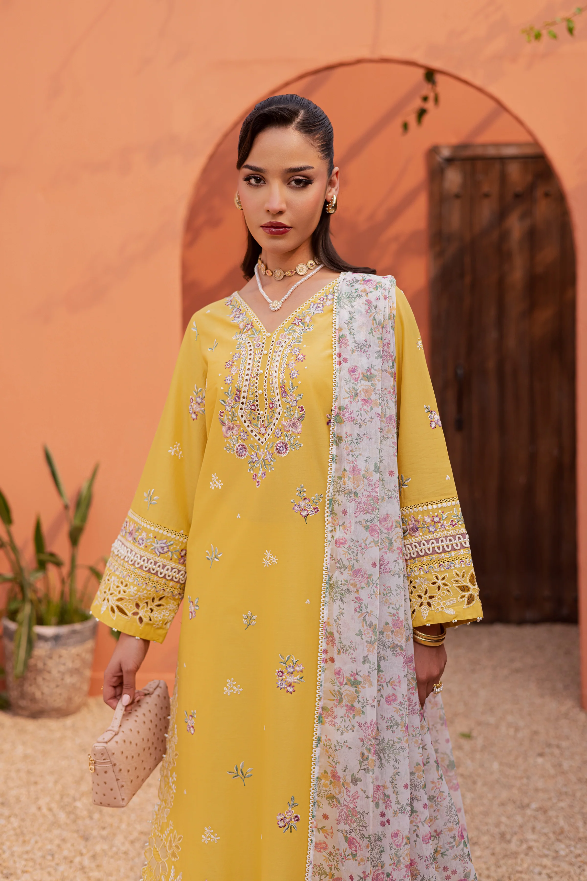 Lime Darla 3Pc - Festive Embroidered Lawn - Image 8