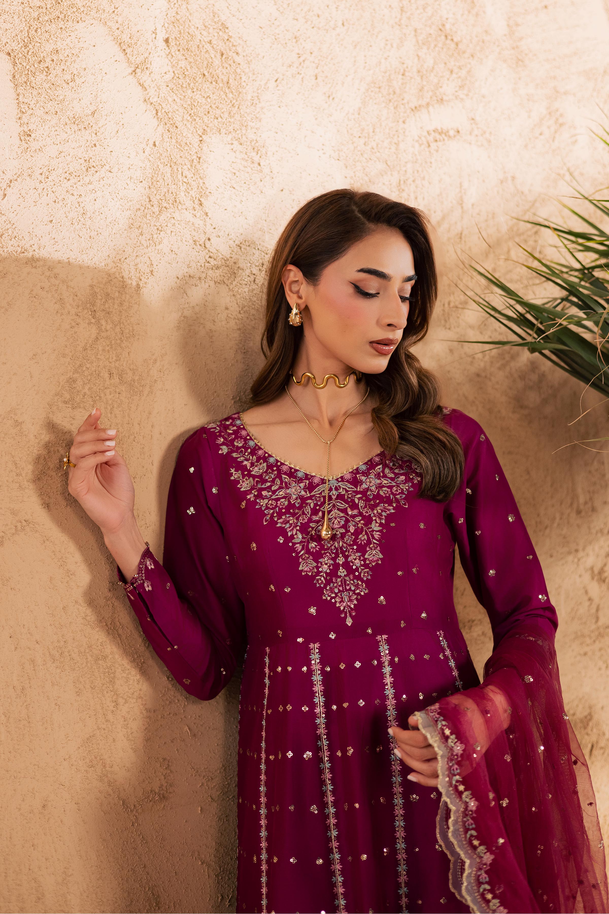 Magenta Blue 3Pc - Embroidered Festive Pret - Image 7