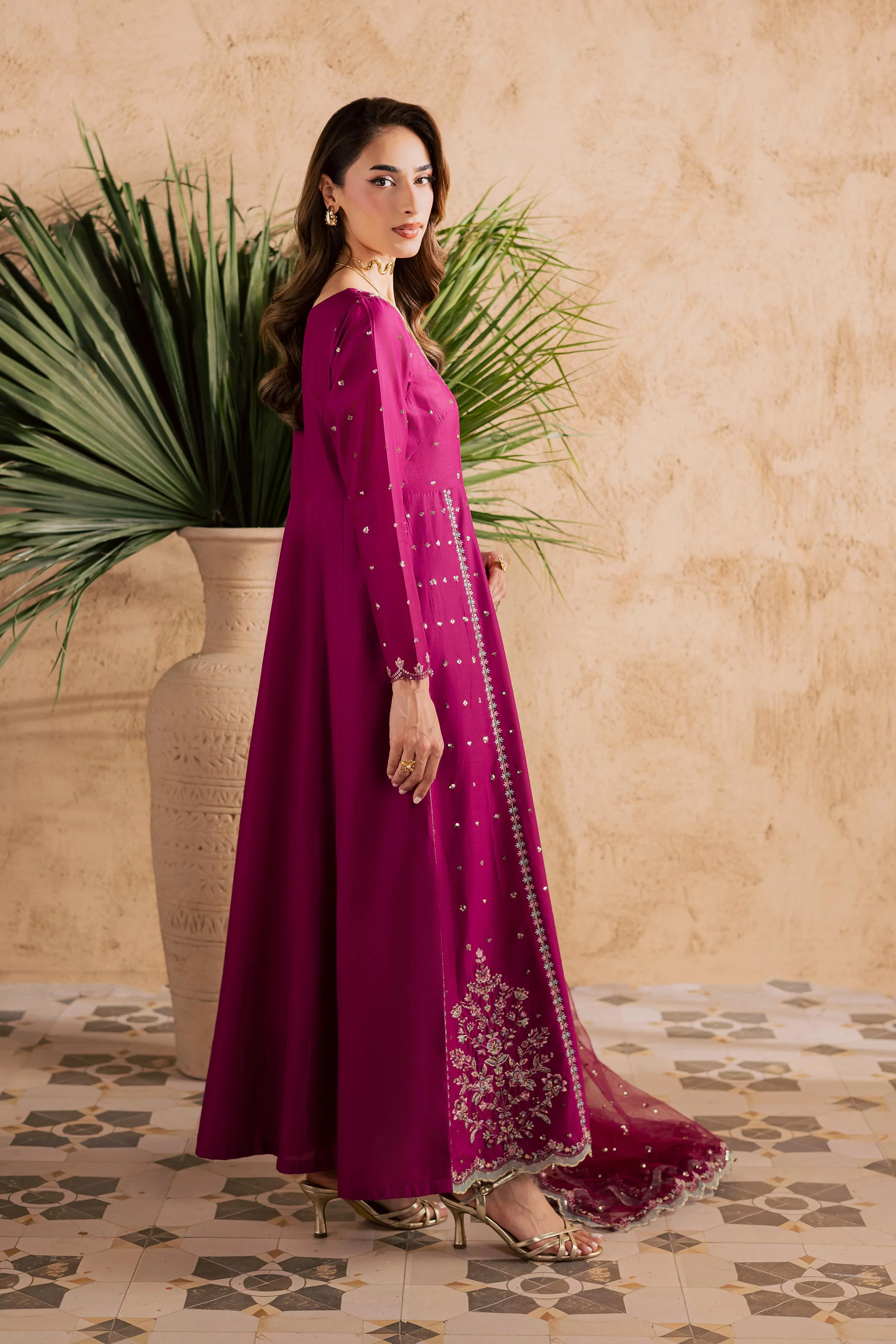 Magenta Blue 3Pc - Embroidered Festive Pret - Image 8