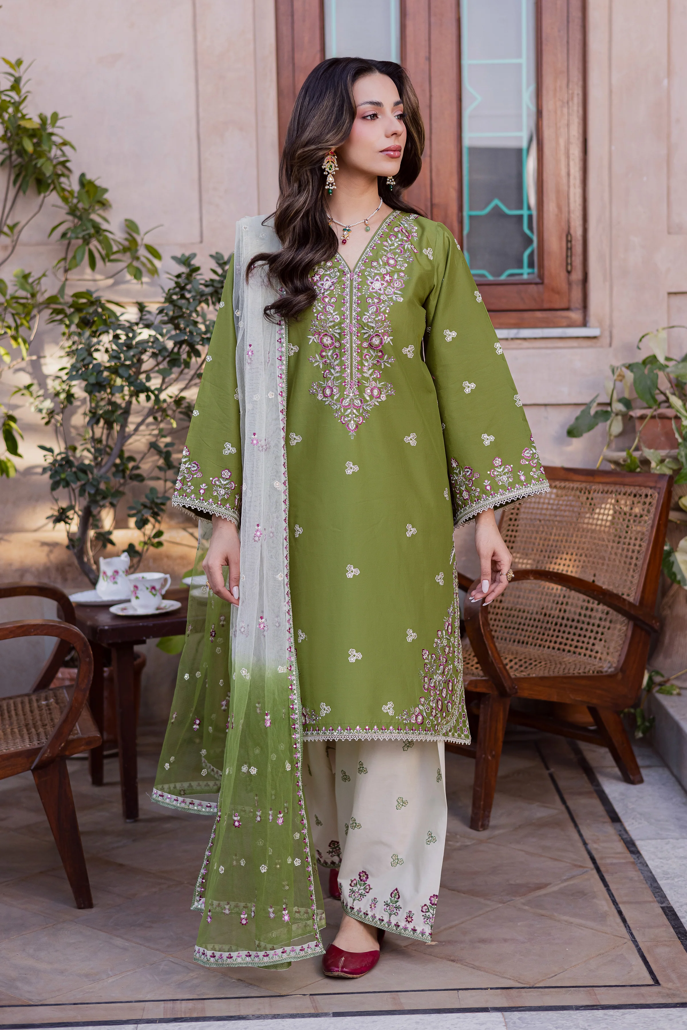 Maidah 3Pc - Festive Embroidered Lawn - Image 9