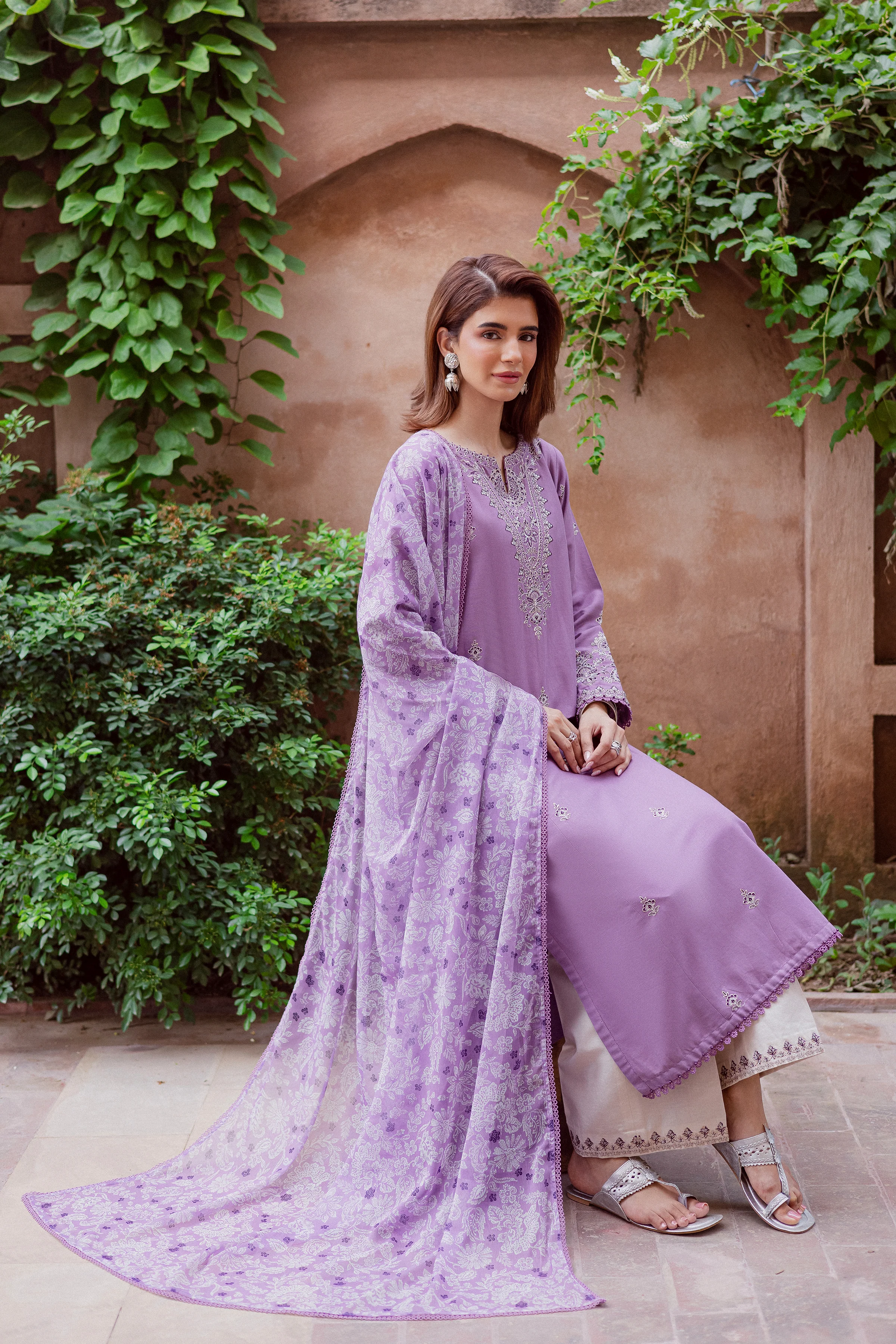 Mandala 3Pc - Embroidered Khaddar Dress - Image 6