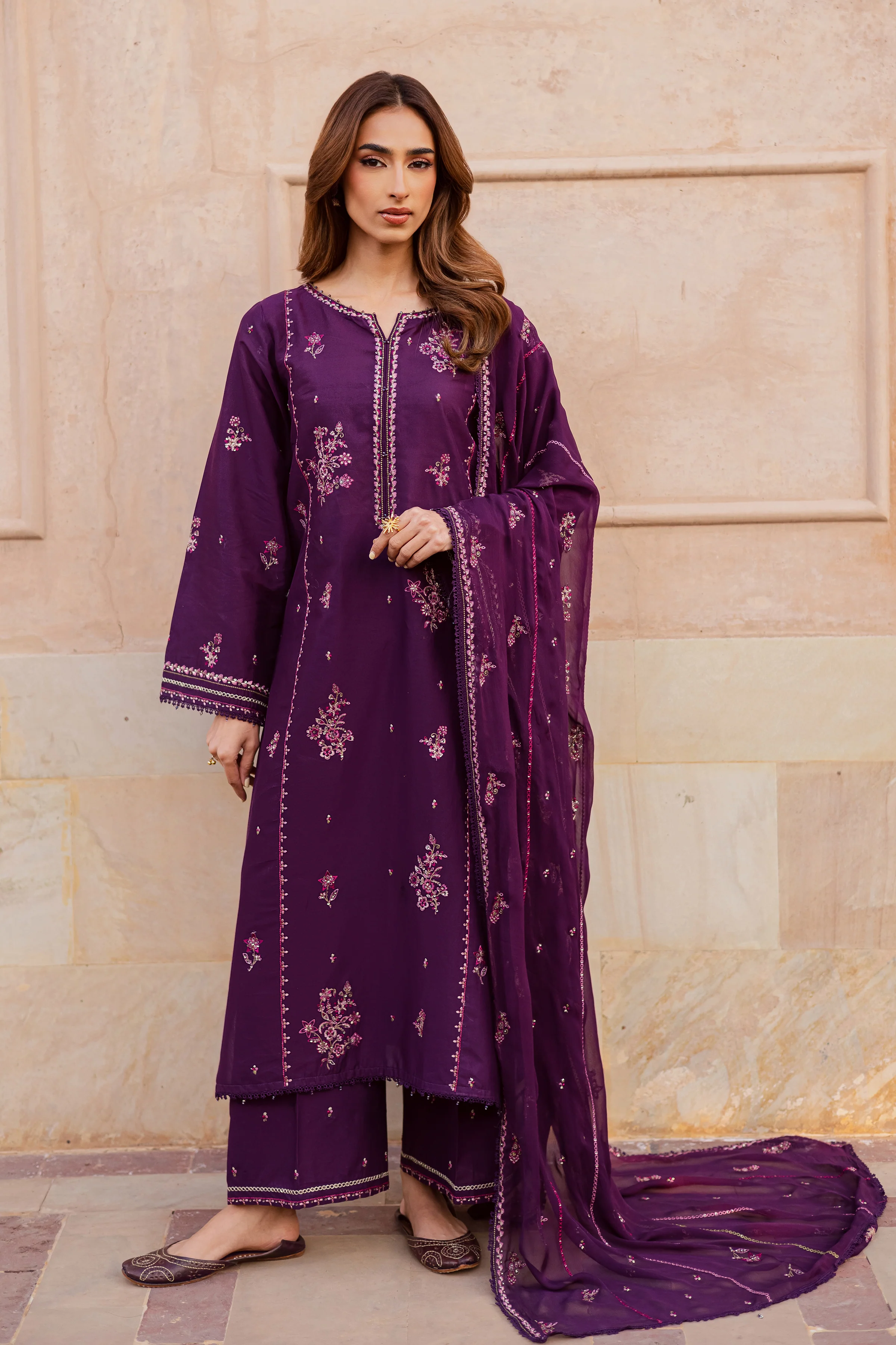 Mashayem 3Pc - Festive Embroidered Lawn - Image 3