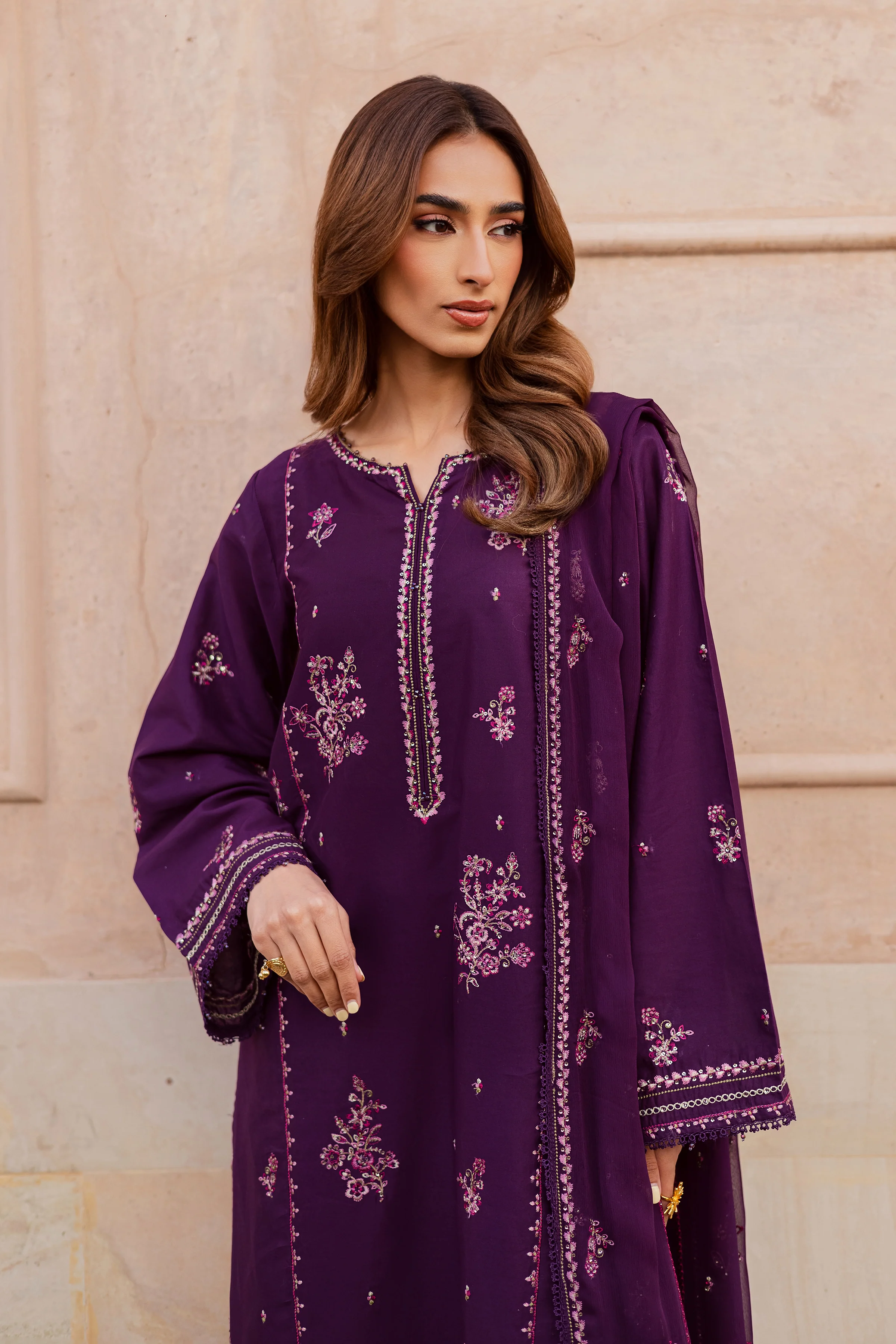 Mashayem 3Pc - Festive Embroidered Lawn - Image 6
