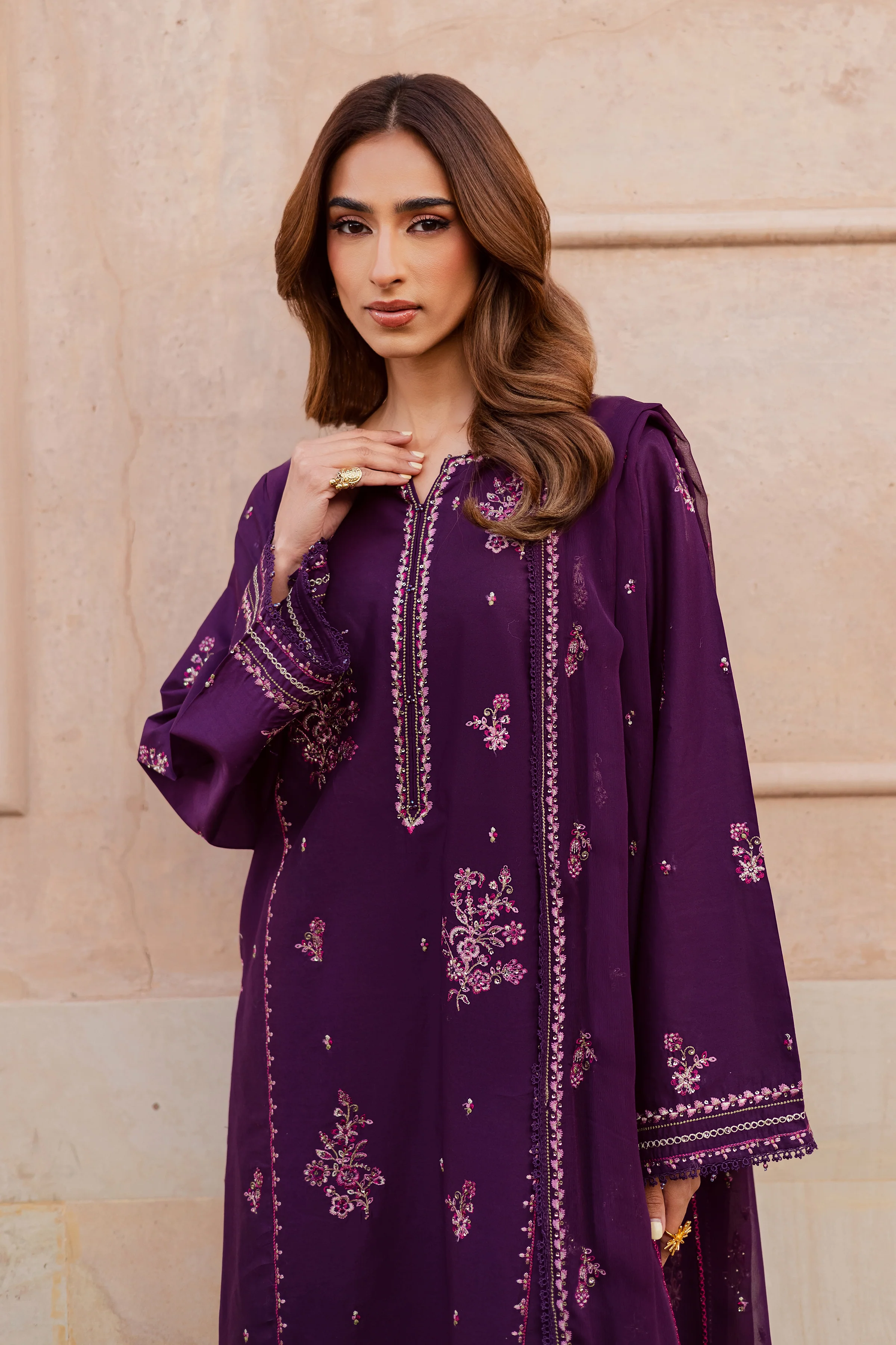 Mashayem 3Pc - Festive Embroidered Lawn - Image 8