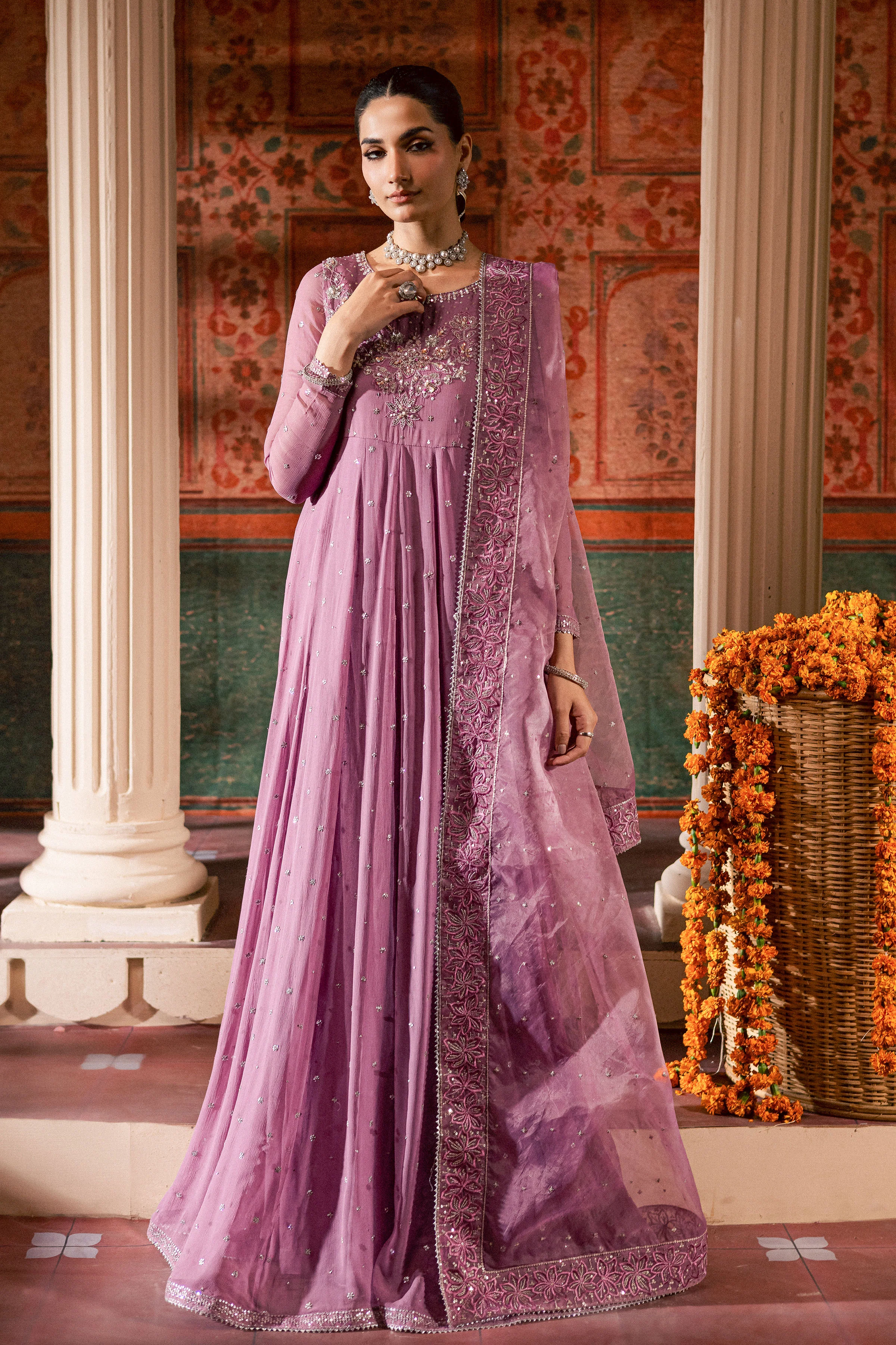 Mauve Muse 3Pc - Chiffon Wedding Frock - Image 5