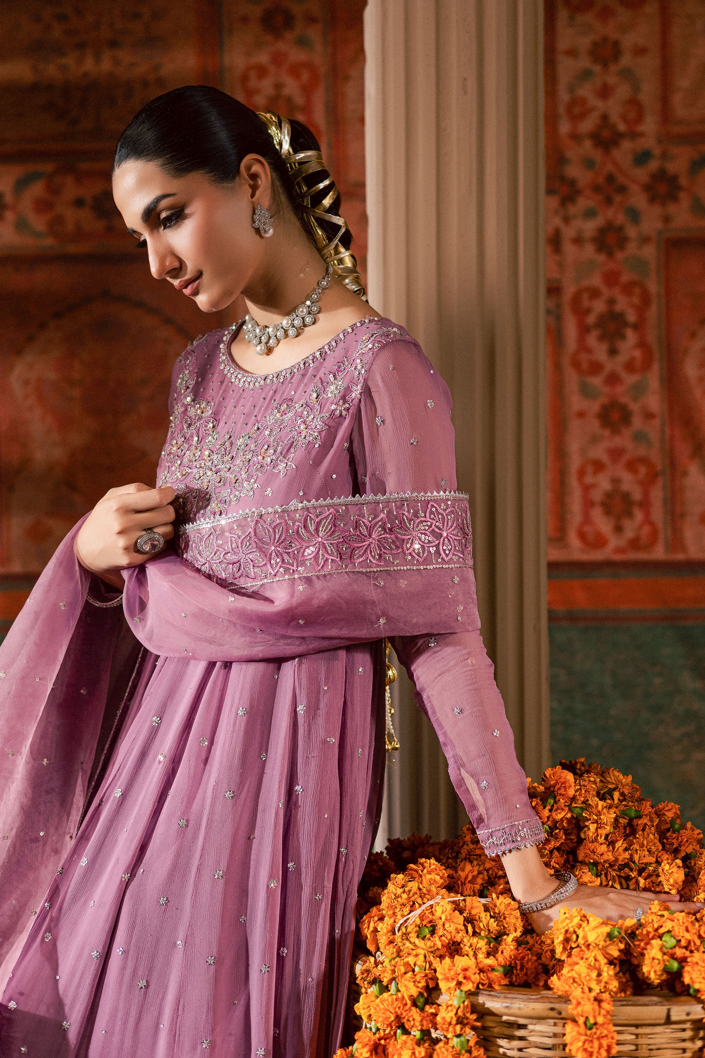 Mauve Muse 3Pc - Chiffon Wedding Frock - Image 6