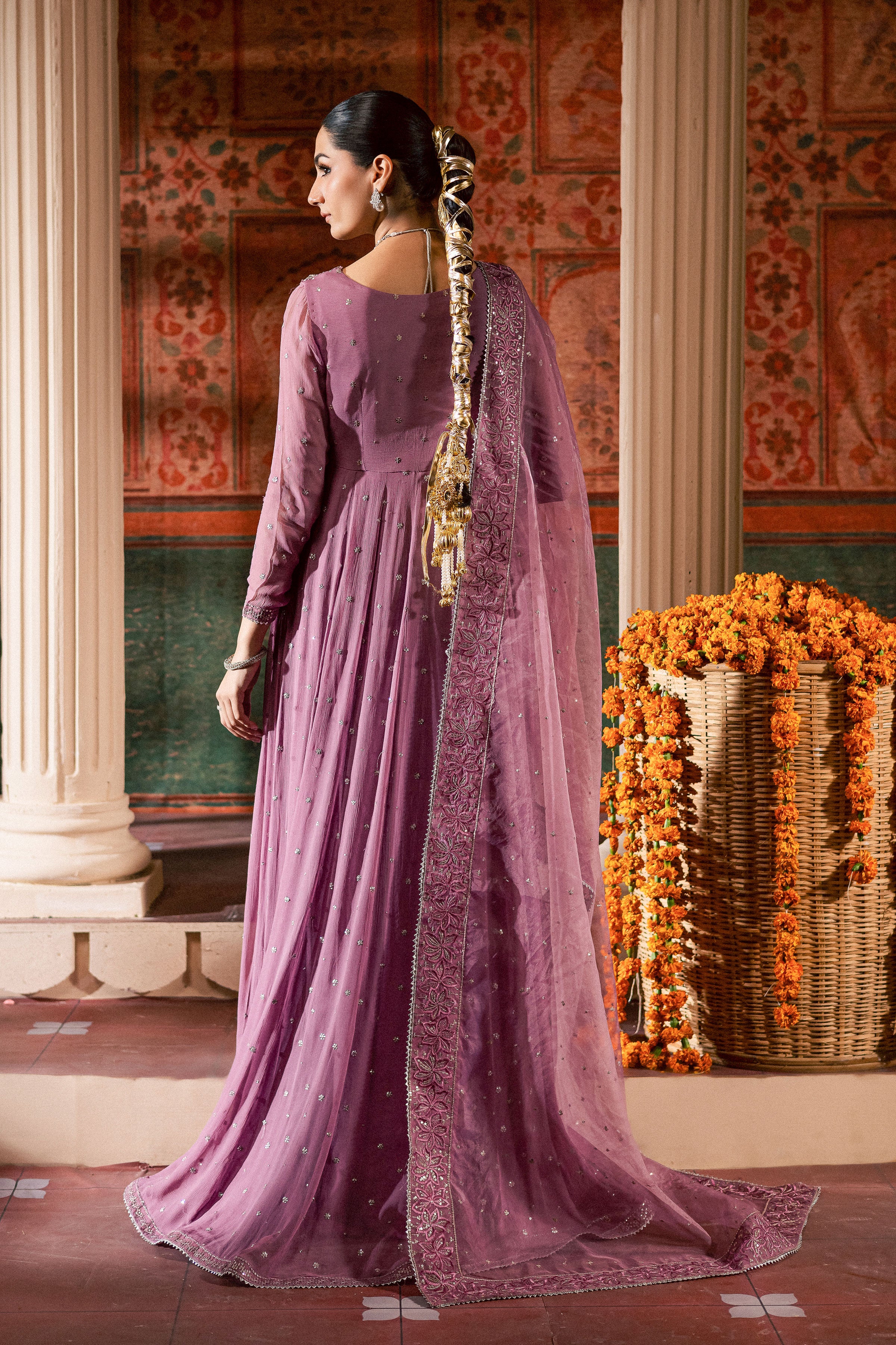 Mauve Muse 3Pc - Chiffon Wedding Frock - Image 7