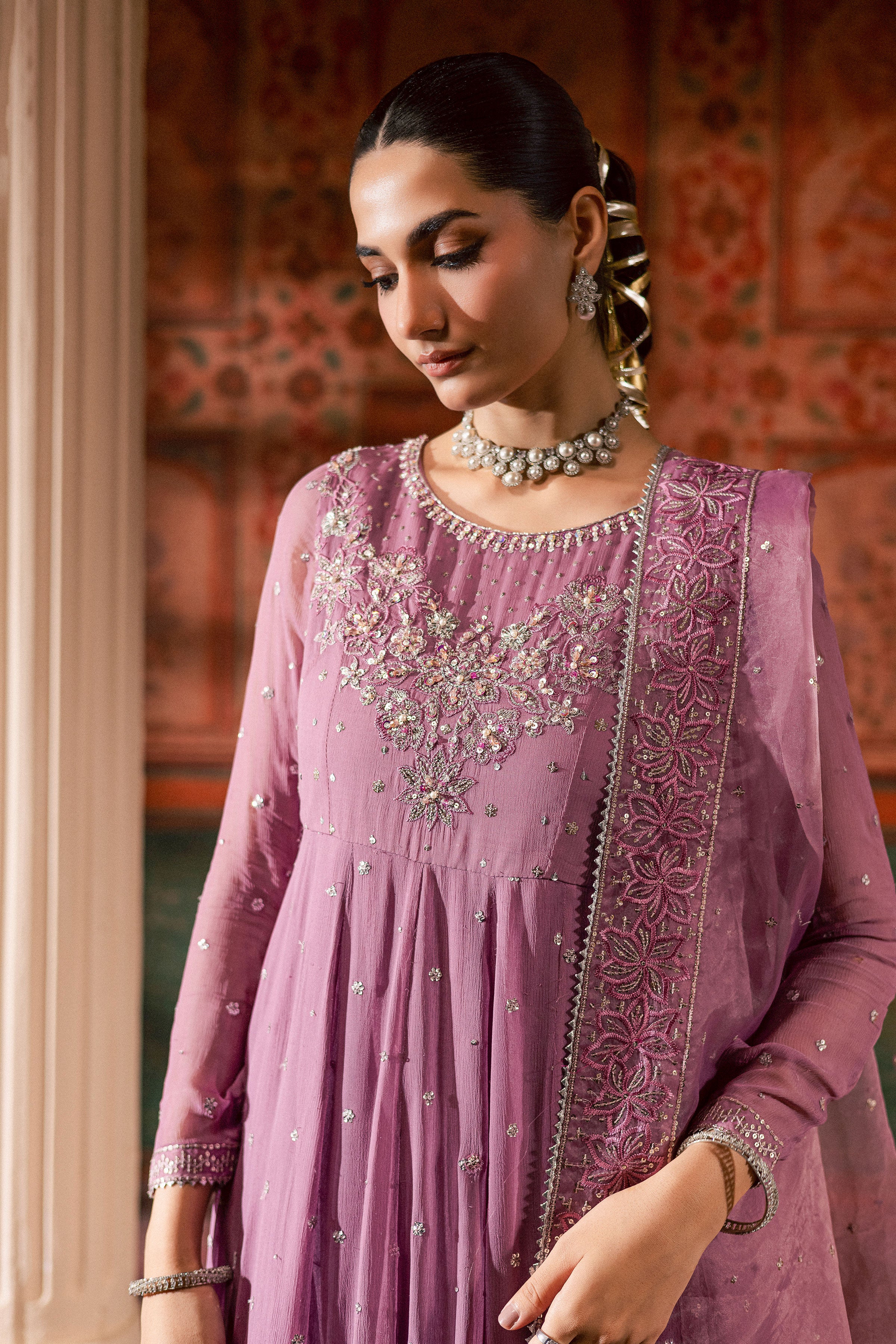 Mauve Muse 3Pc - Chiffon Wedding Frock - Image 8