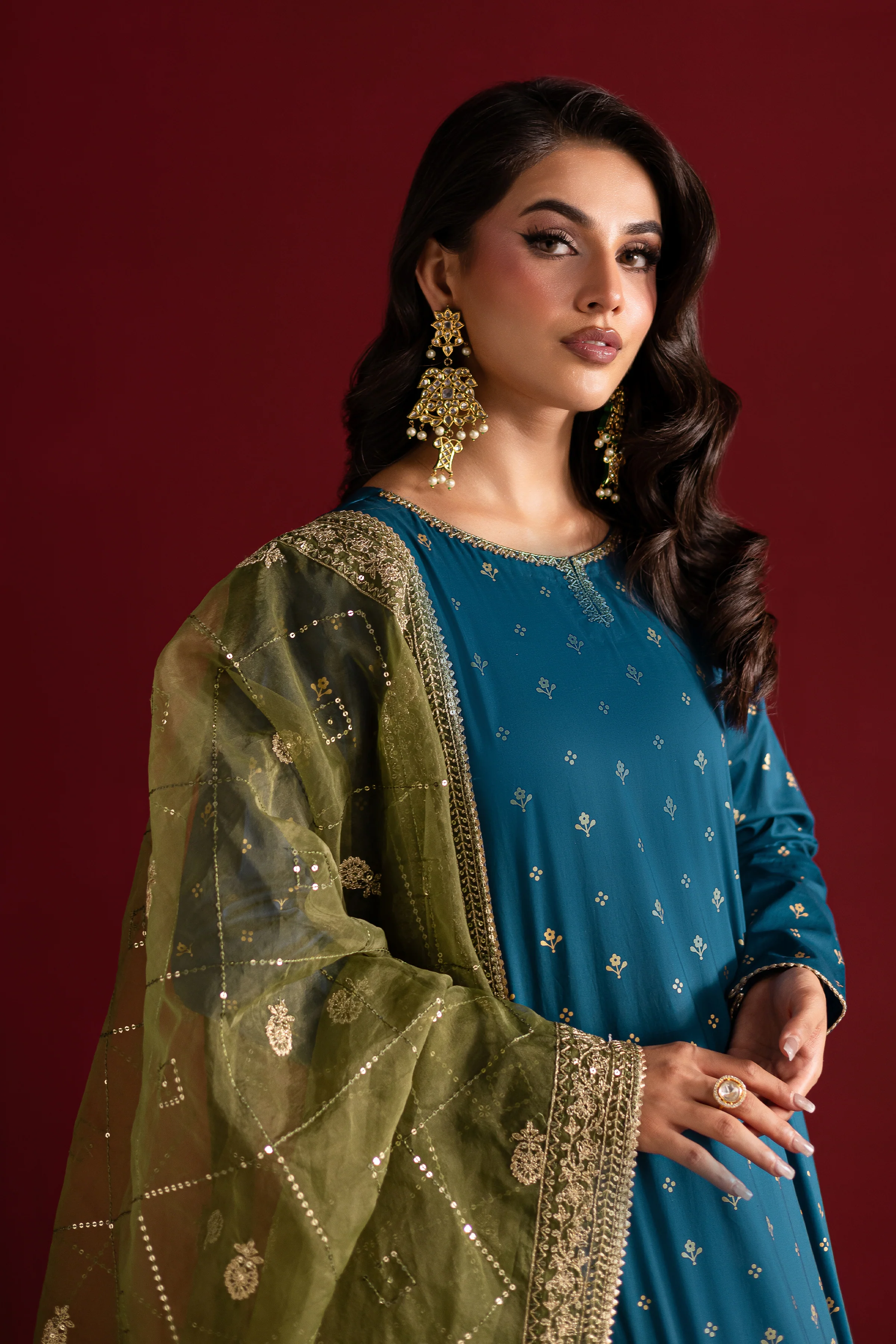Mavi 3Pc- Festive Luxe Pret - Image 5