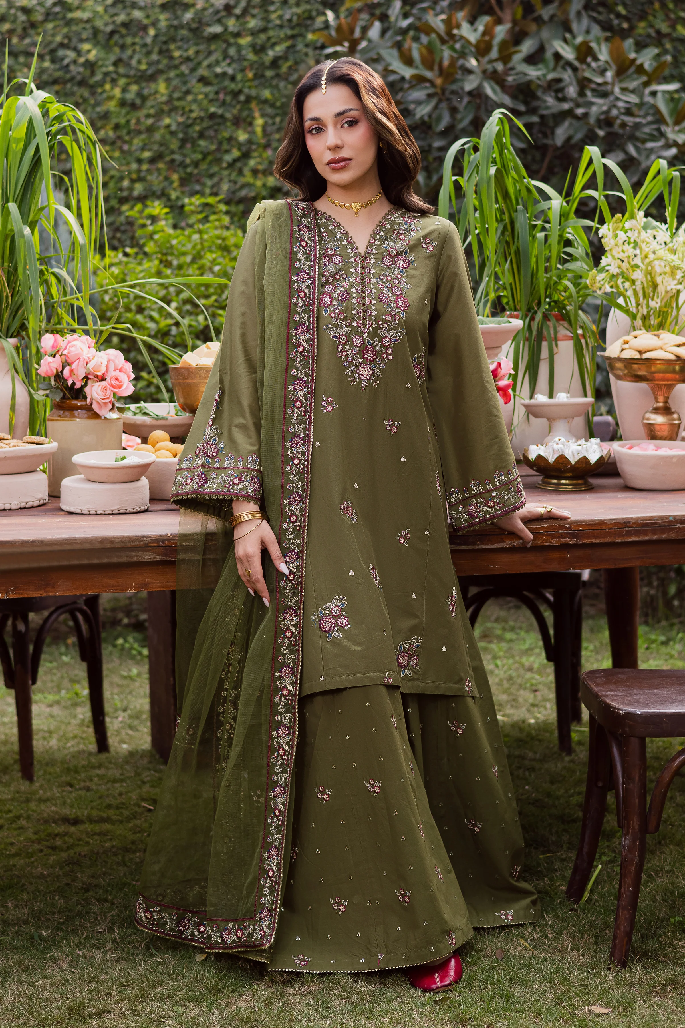 Mehlab 3Pc - Festive Embroidered Lawn - Image 3