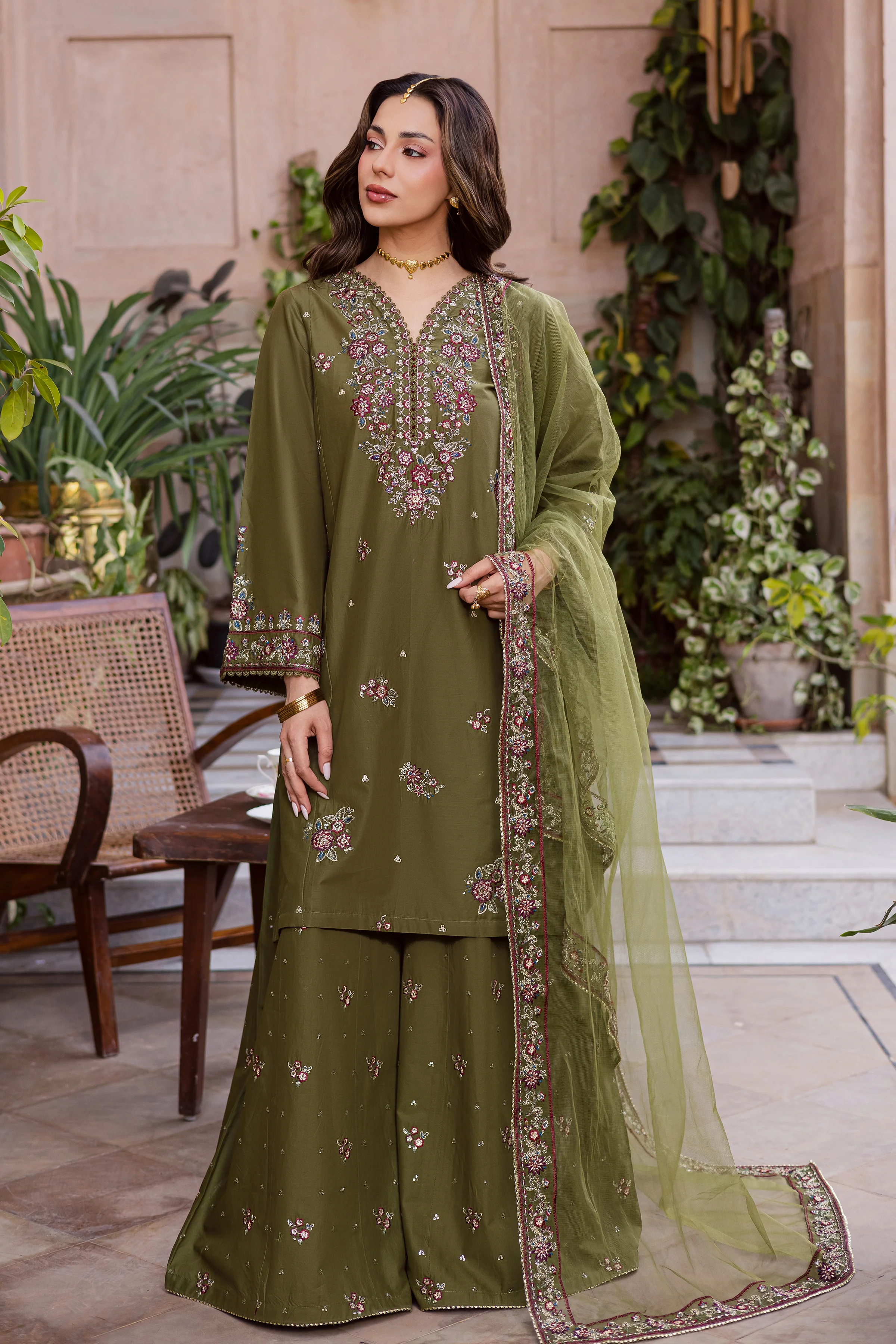 Mehlab 3Pc - Festive Embroidered Lawn - Image 7