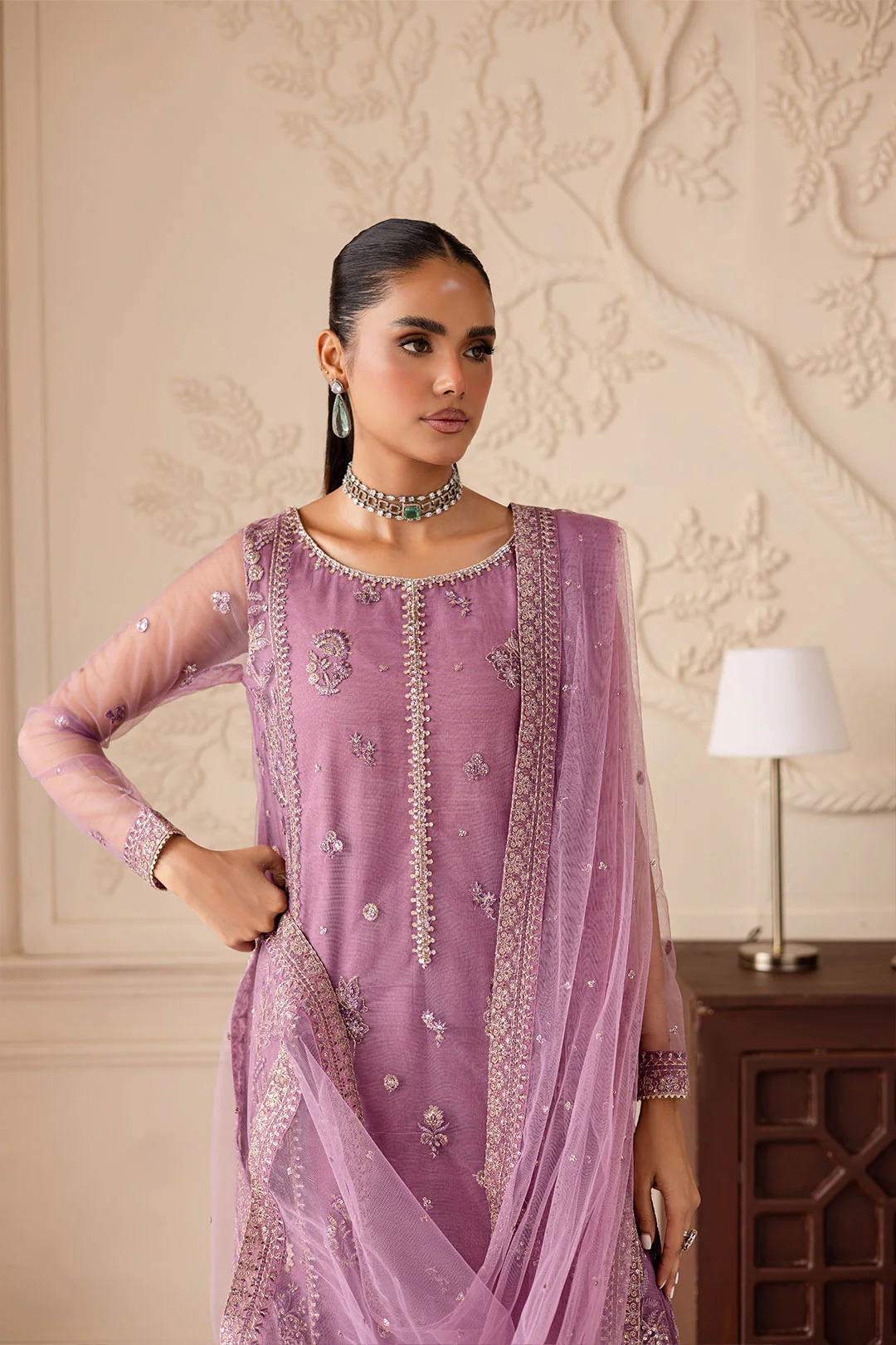 Minara 3Pc - Embroidered Luxe Pret - Image 4