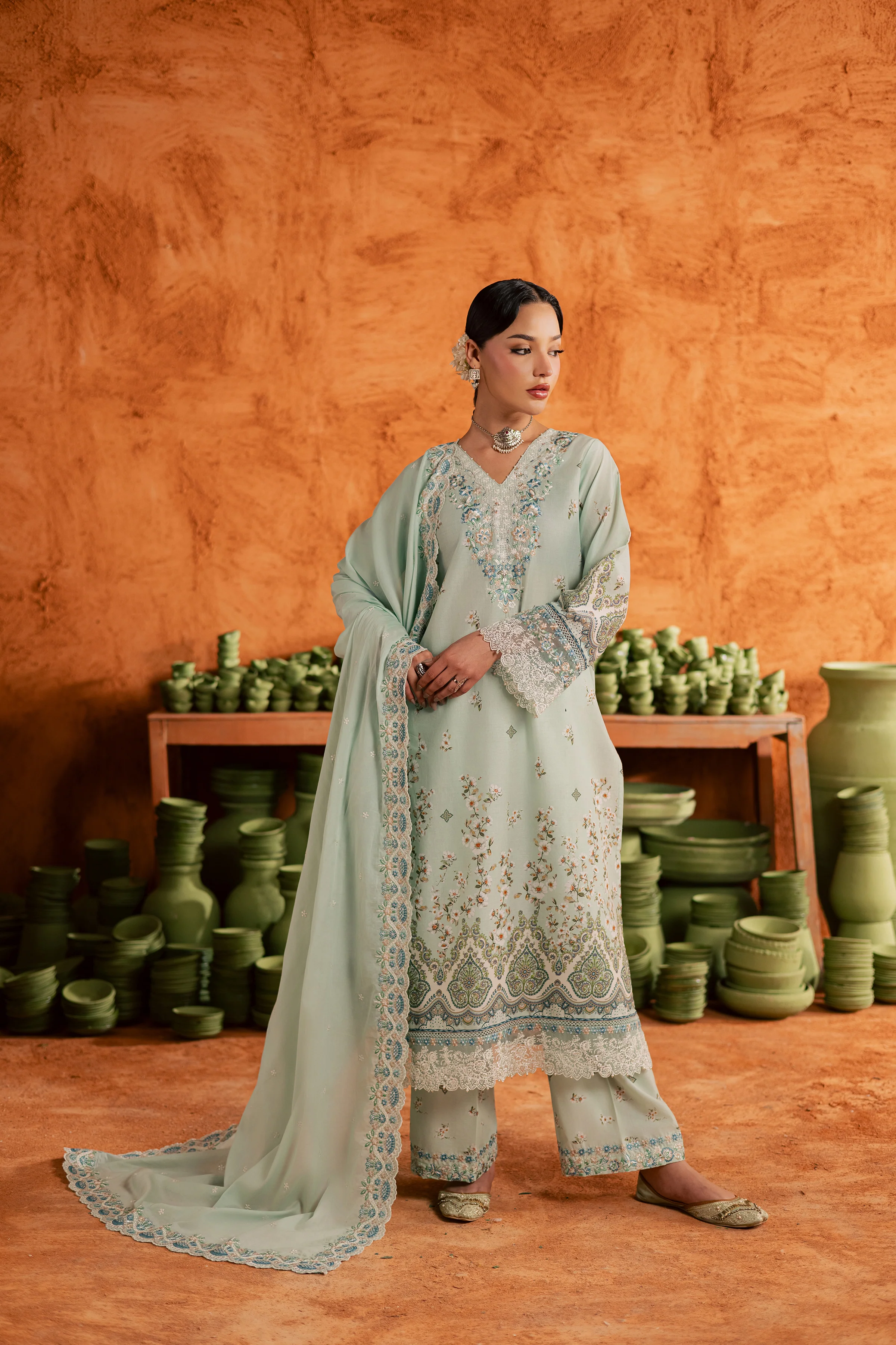 Mint Chip 3Pc - Printed Lawn Dress - Image 5