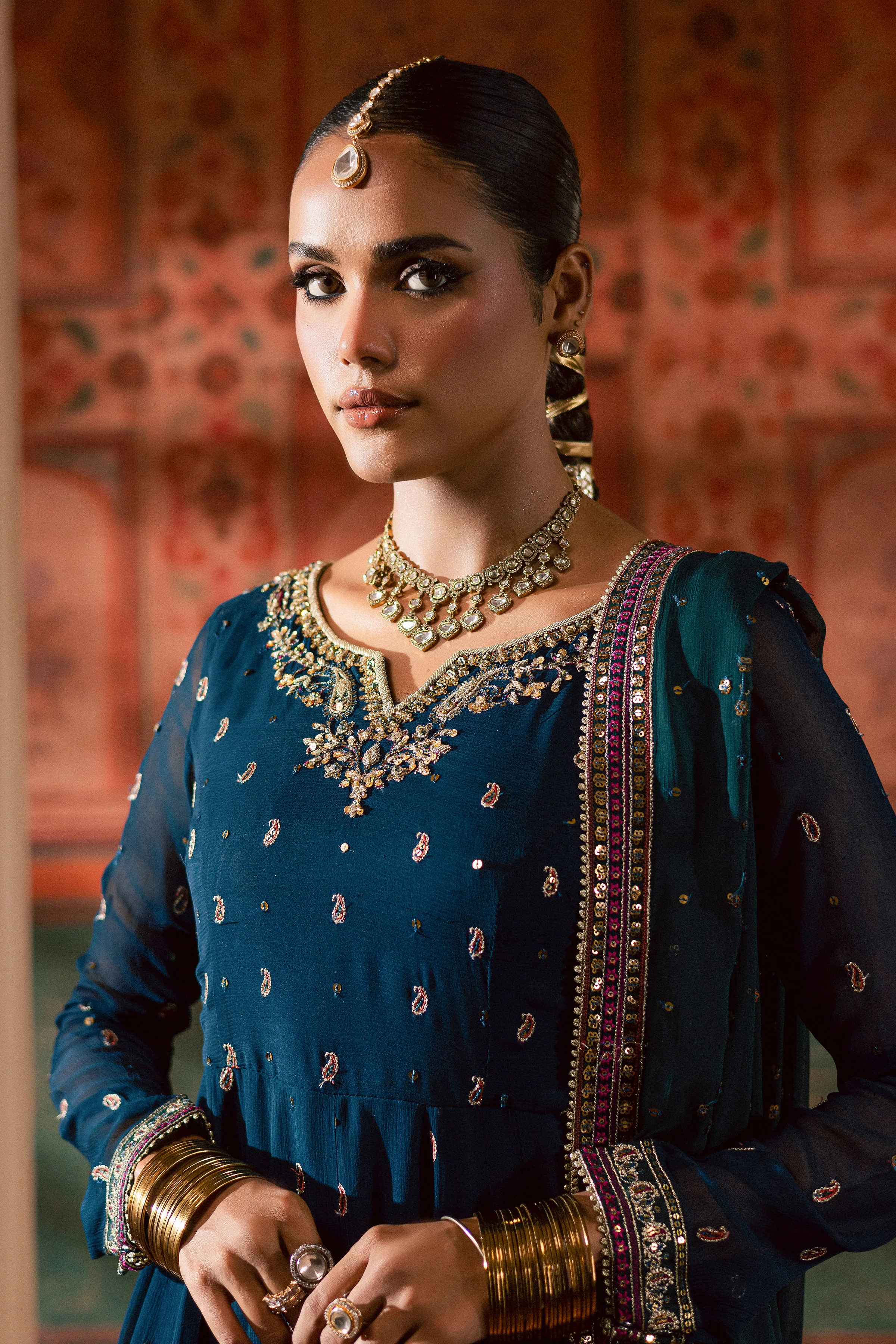 Mor Pankh 3Pc - Chiffon Wedding Frock - Image 5