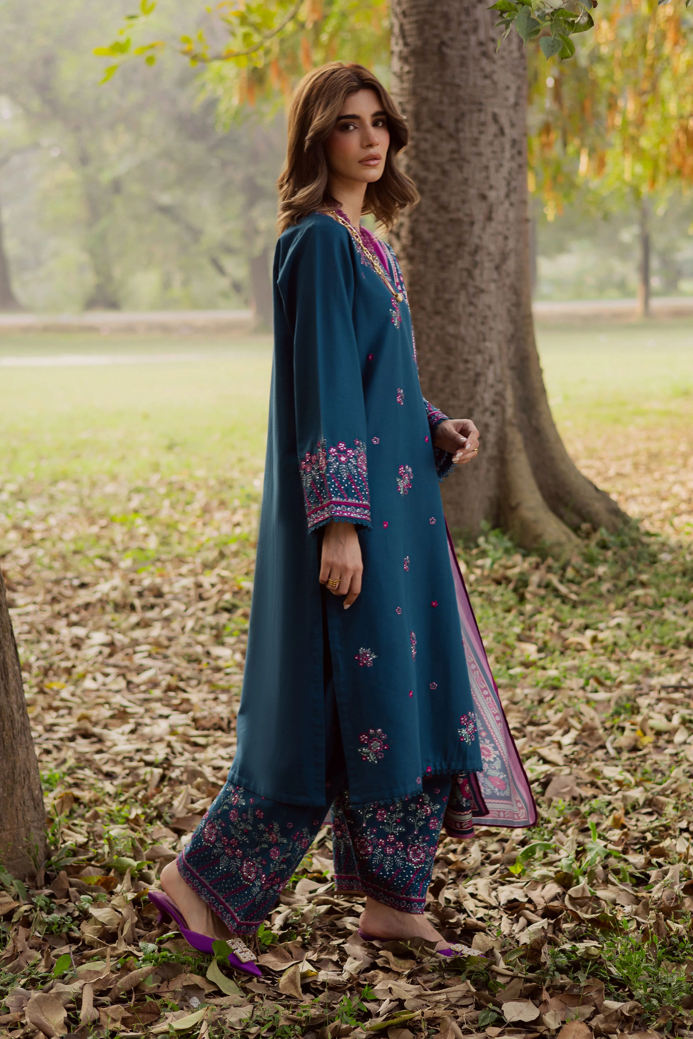 Moscow 3Pc - Embroidered Khaddar Dress - Image 3
