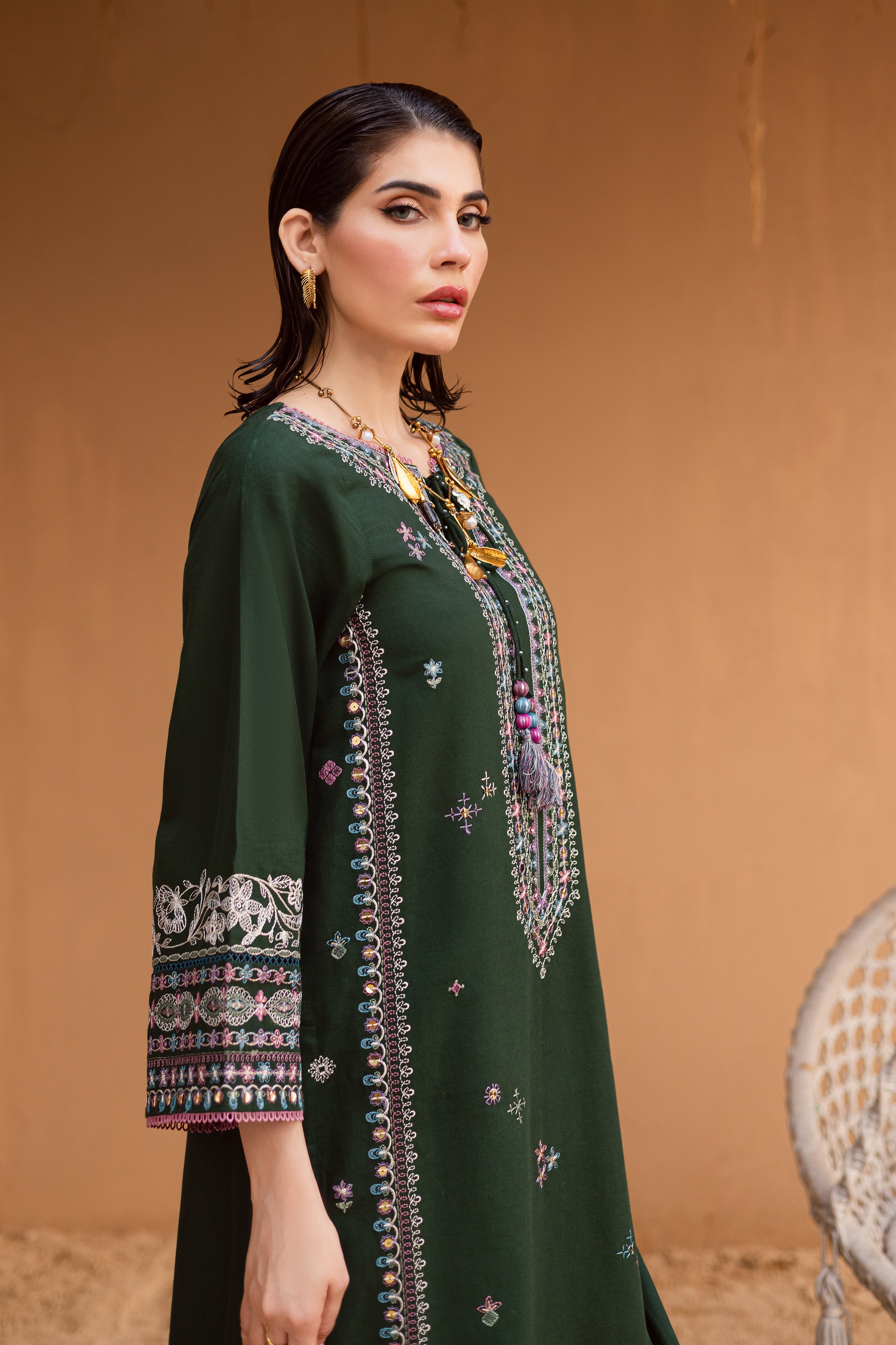Mosswood 3Pc - Embroidered Khaddar Dress - Image 5