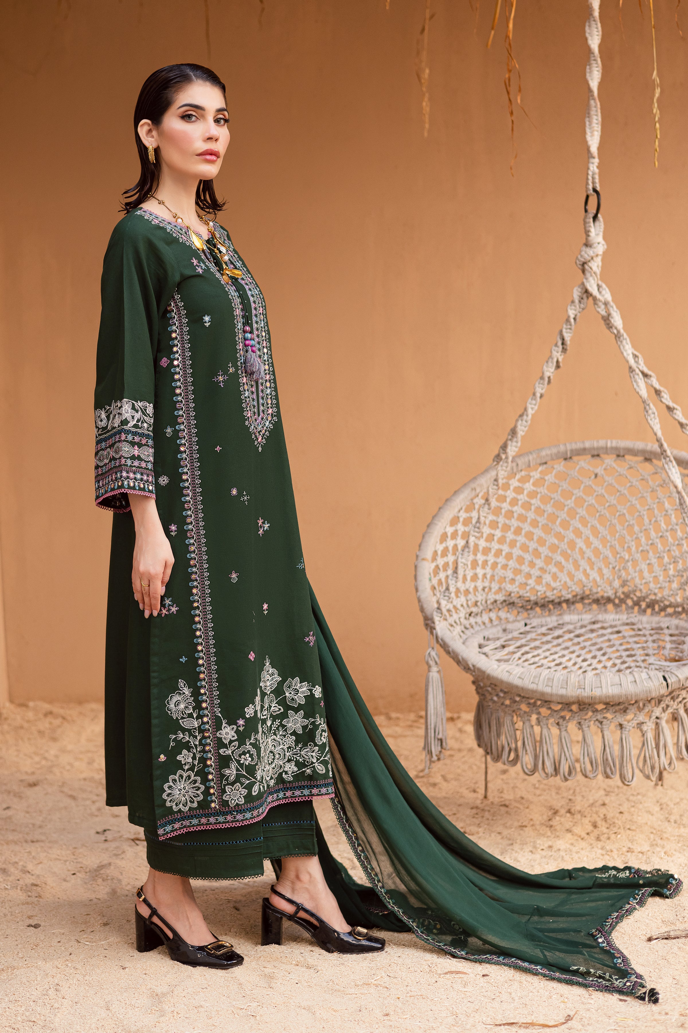 Mosswood 3Pc - Embroidered Khaddar Dress - Image 6