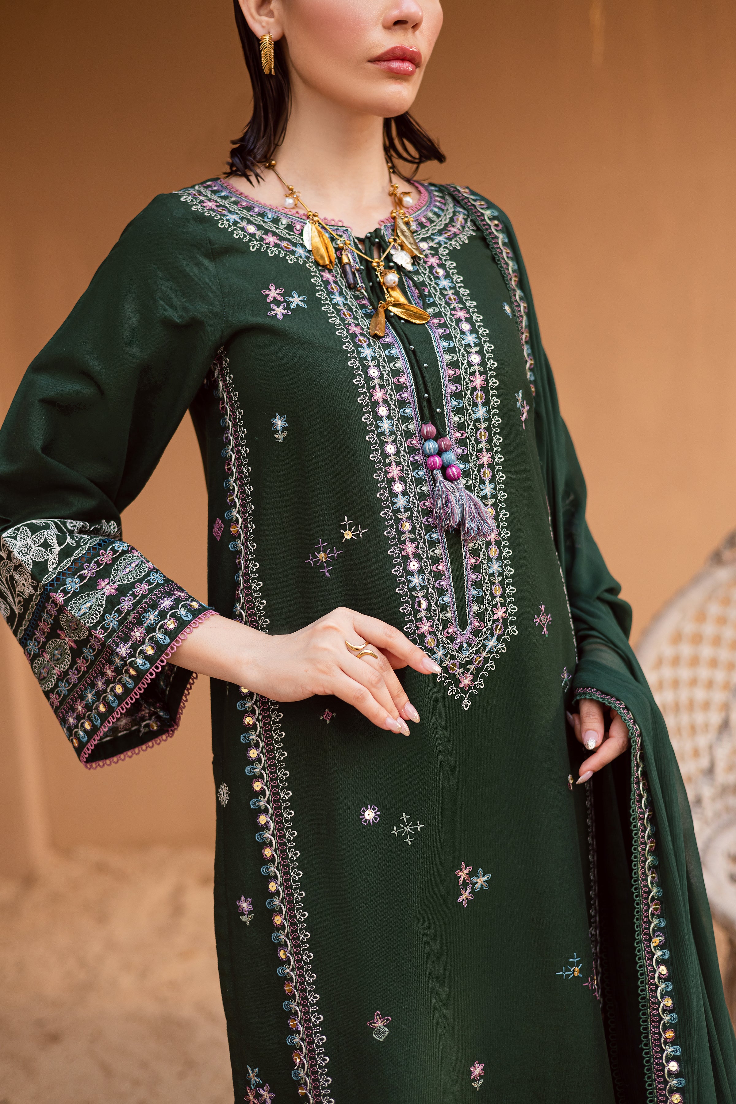 Mosswood 3Pc - Embroidered Khaddar Dress - Image 7