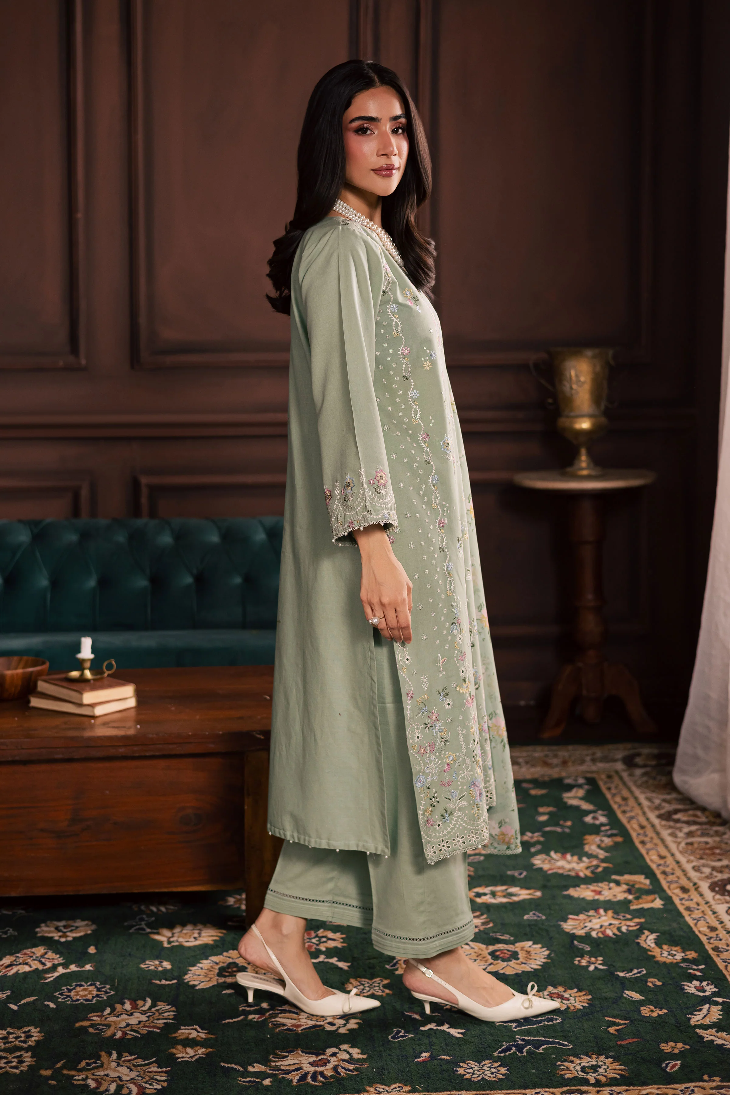 October 3Pc - Embroidered Khaddar Dress - Image 3