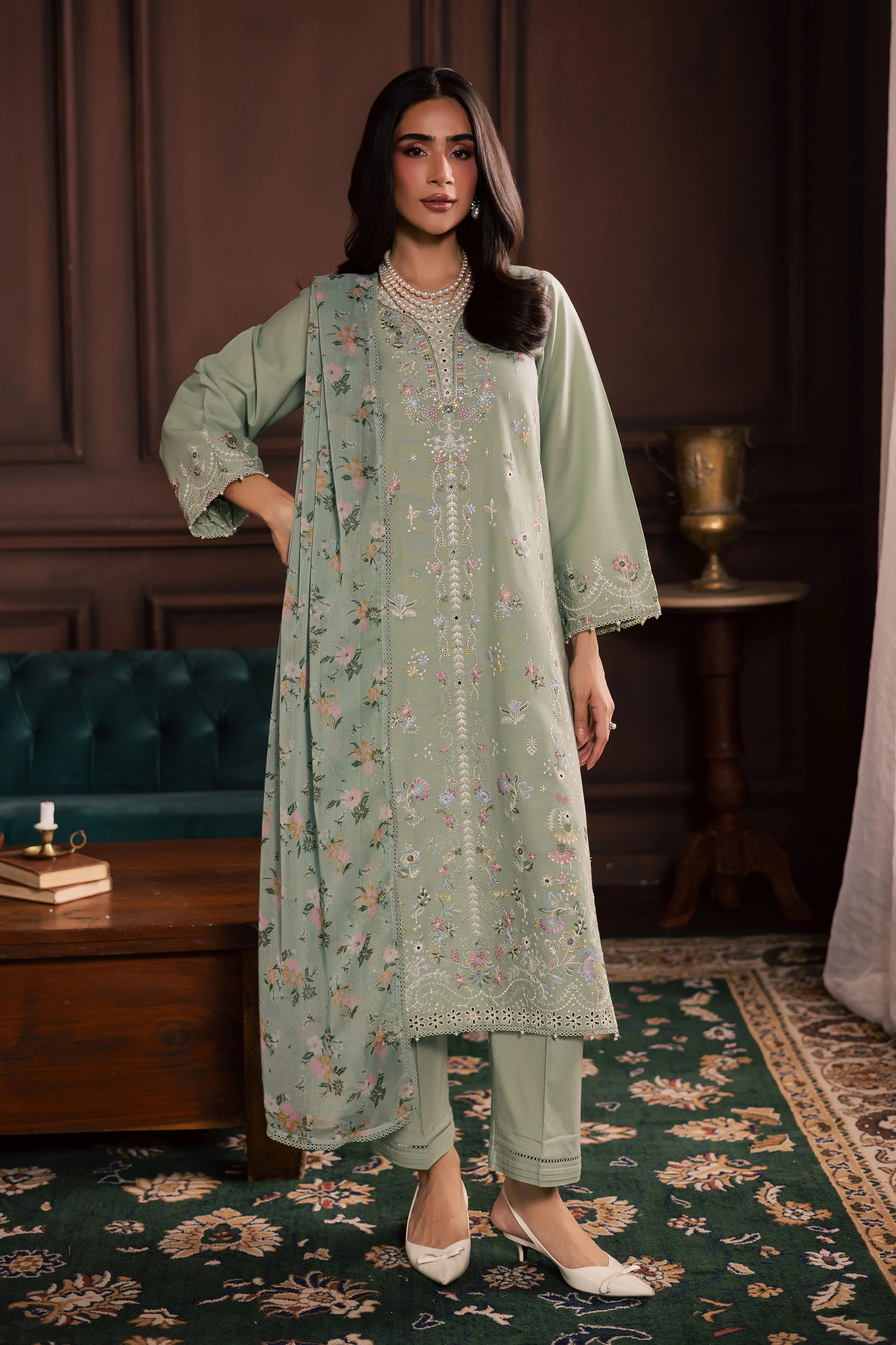 October 3Pc - Embroidered Khaddar Dress - Image 5