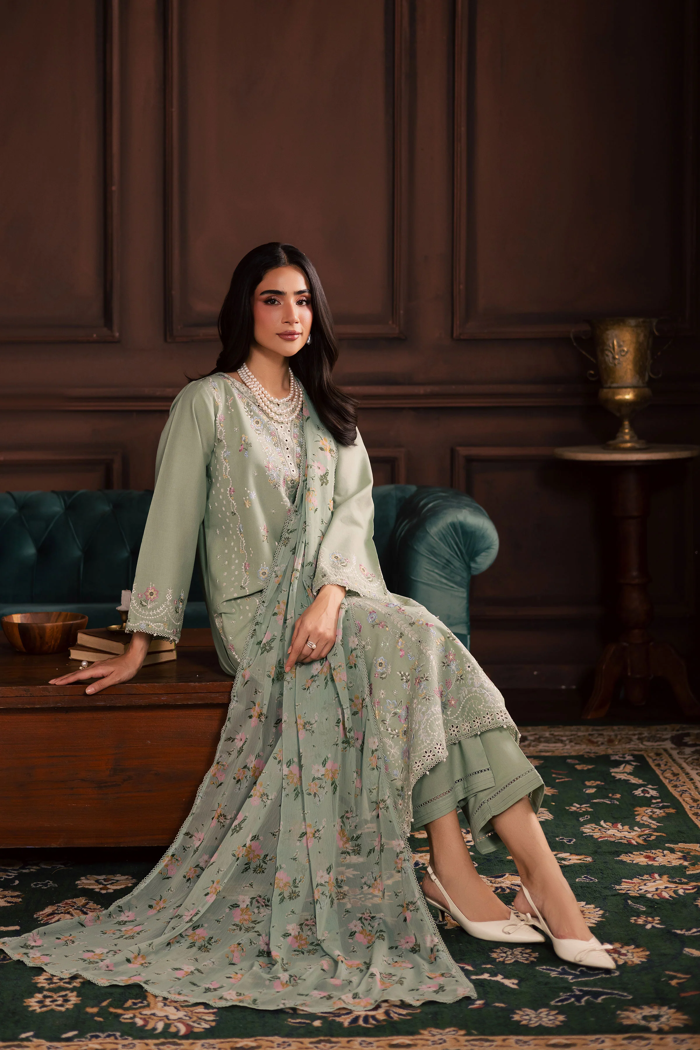 October 3Pc - Embroidered Khaddar Dress - Image 6