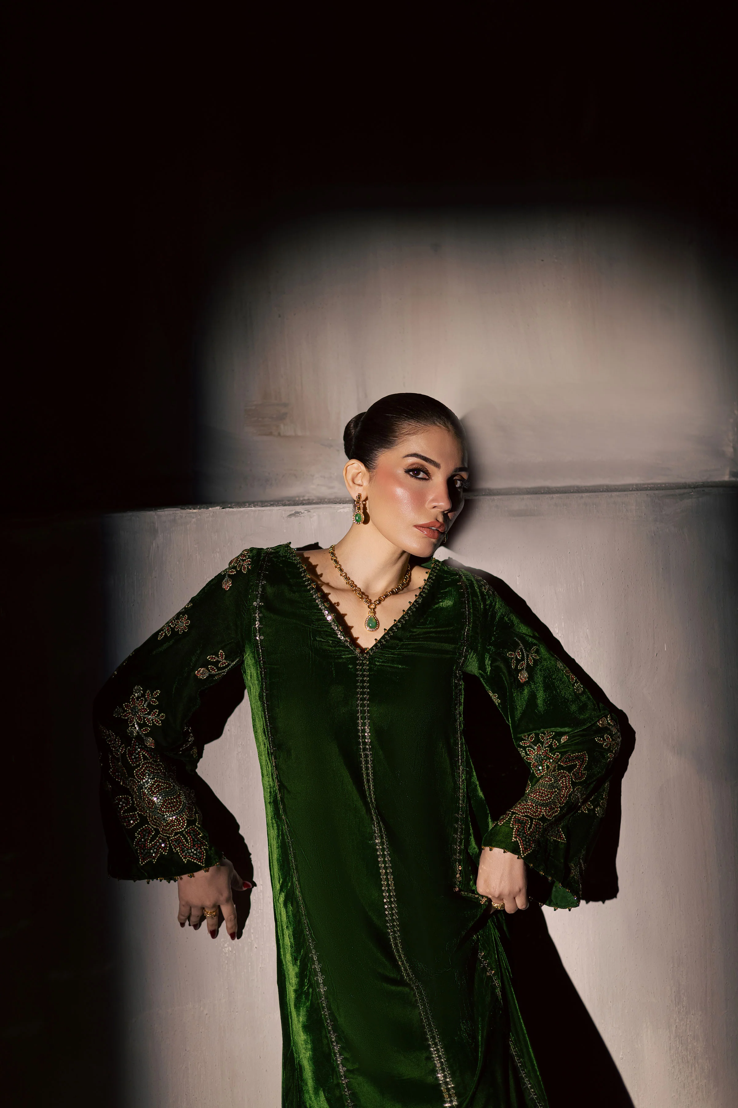 Olive Dew 2Pc - Velvet Luxe Pret - Image 3