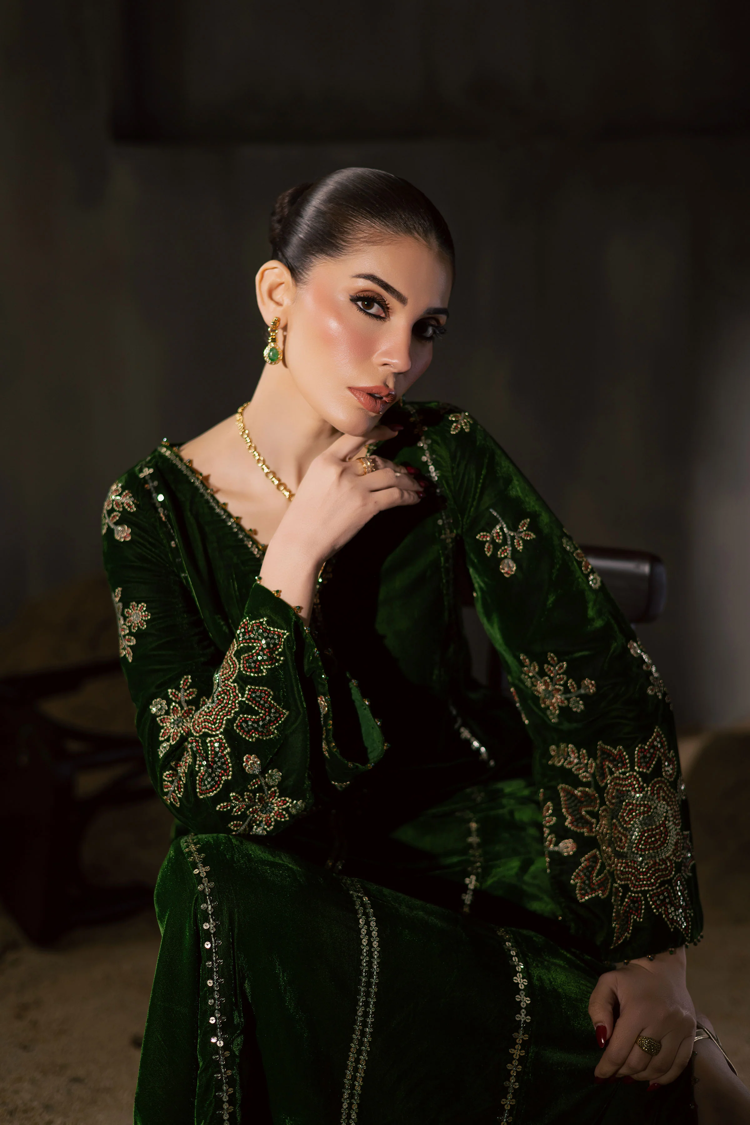 Olive Dew 2Pc - Velvet Luxe Pret - Image 4