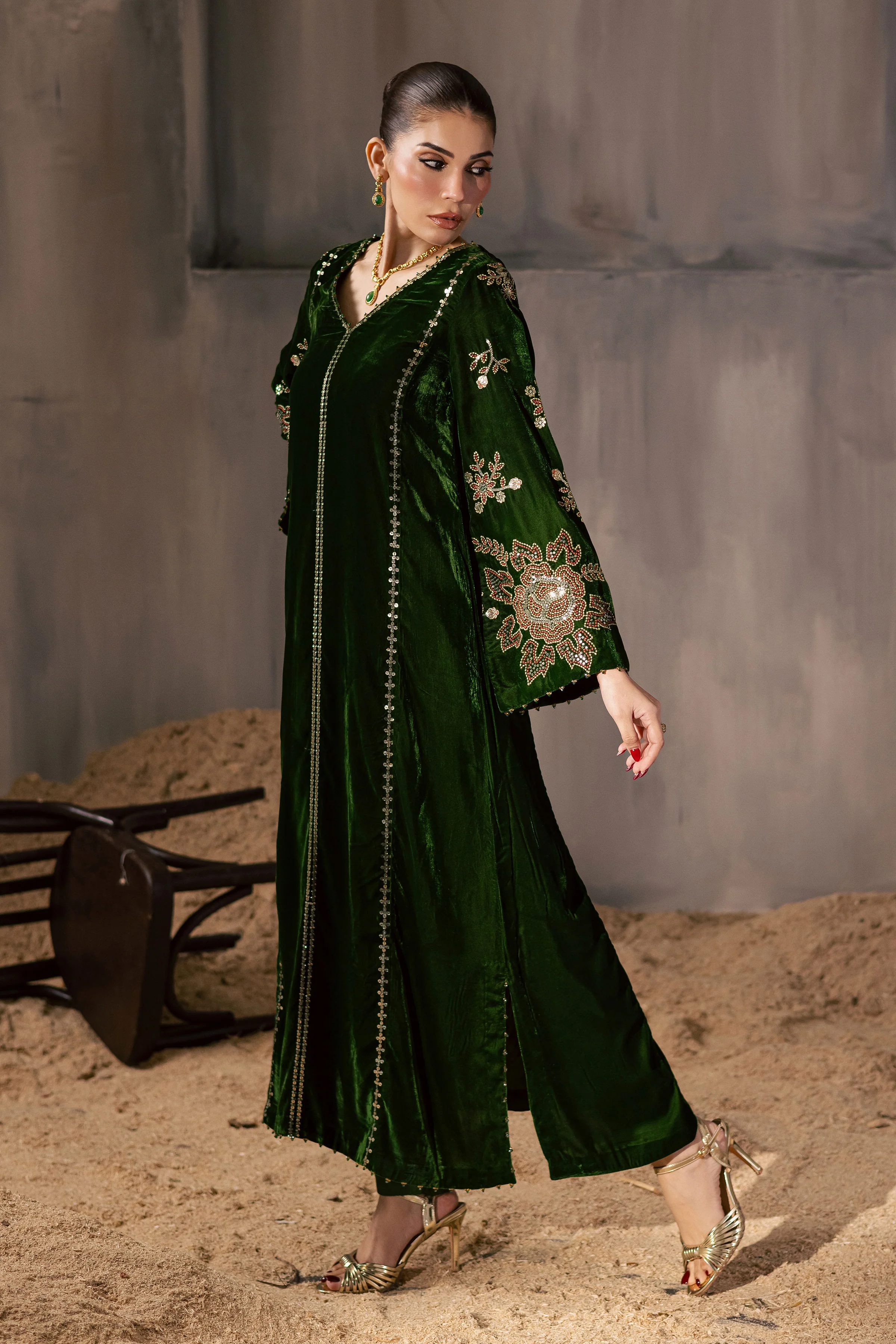 Olive Dew 2Pc - Velvet Luxe Pret - Image 5