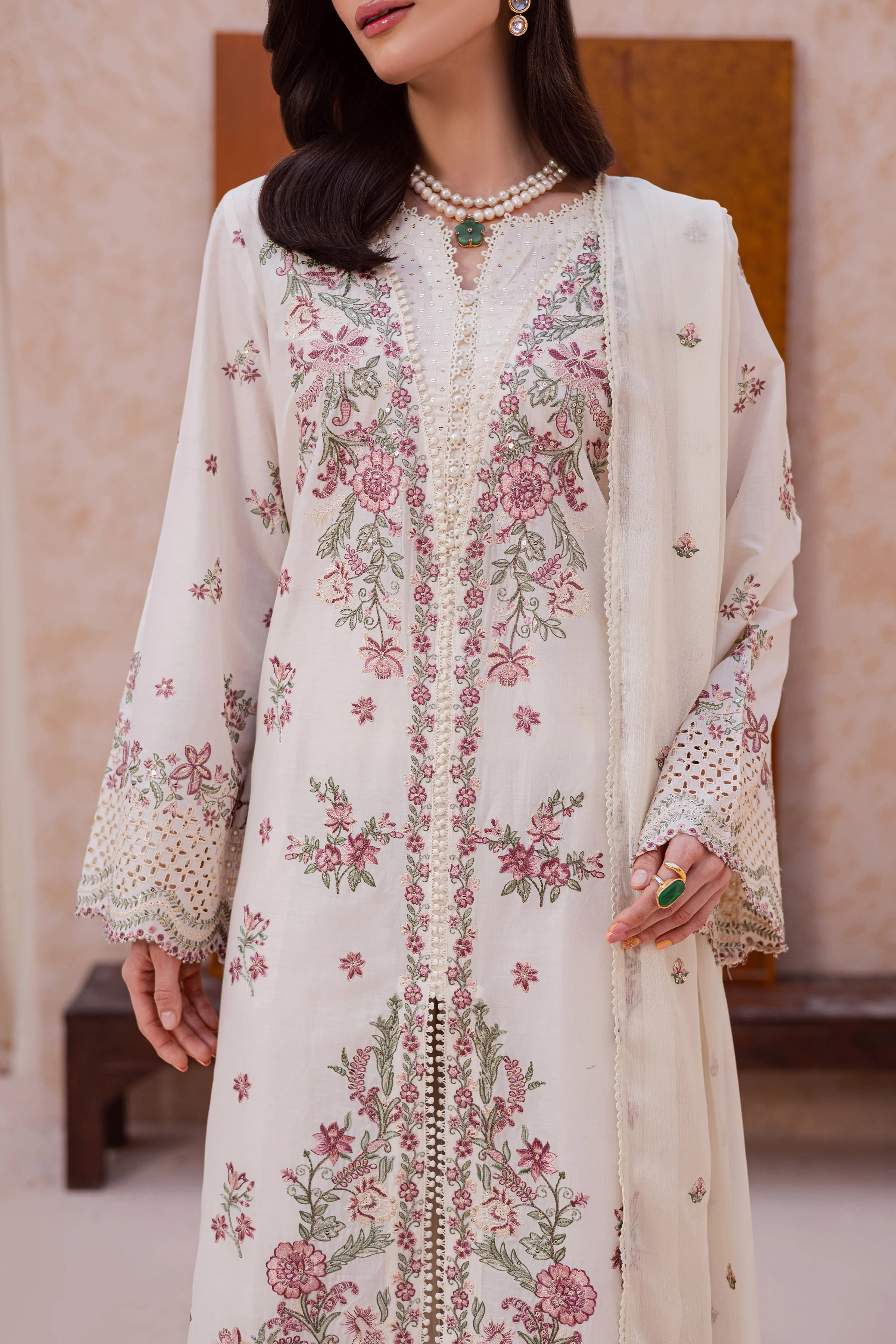 Pearl Dust 3Pc - Festive Embroidered Lawn - Image 10