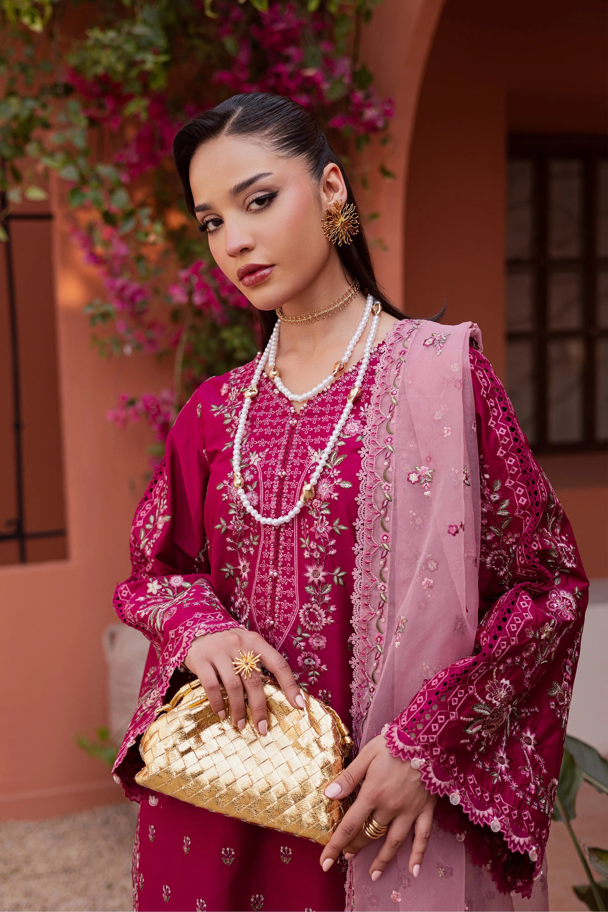 Pink Aleyla 3Pc - Festive Embroidered Lawn - Image 10