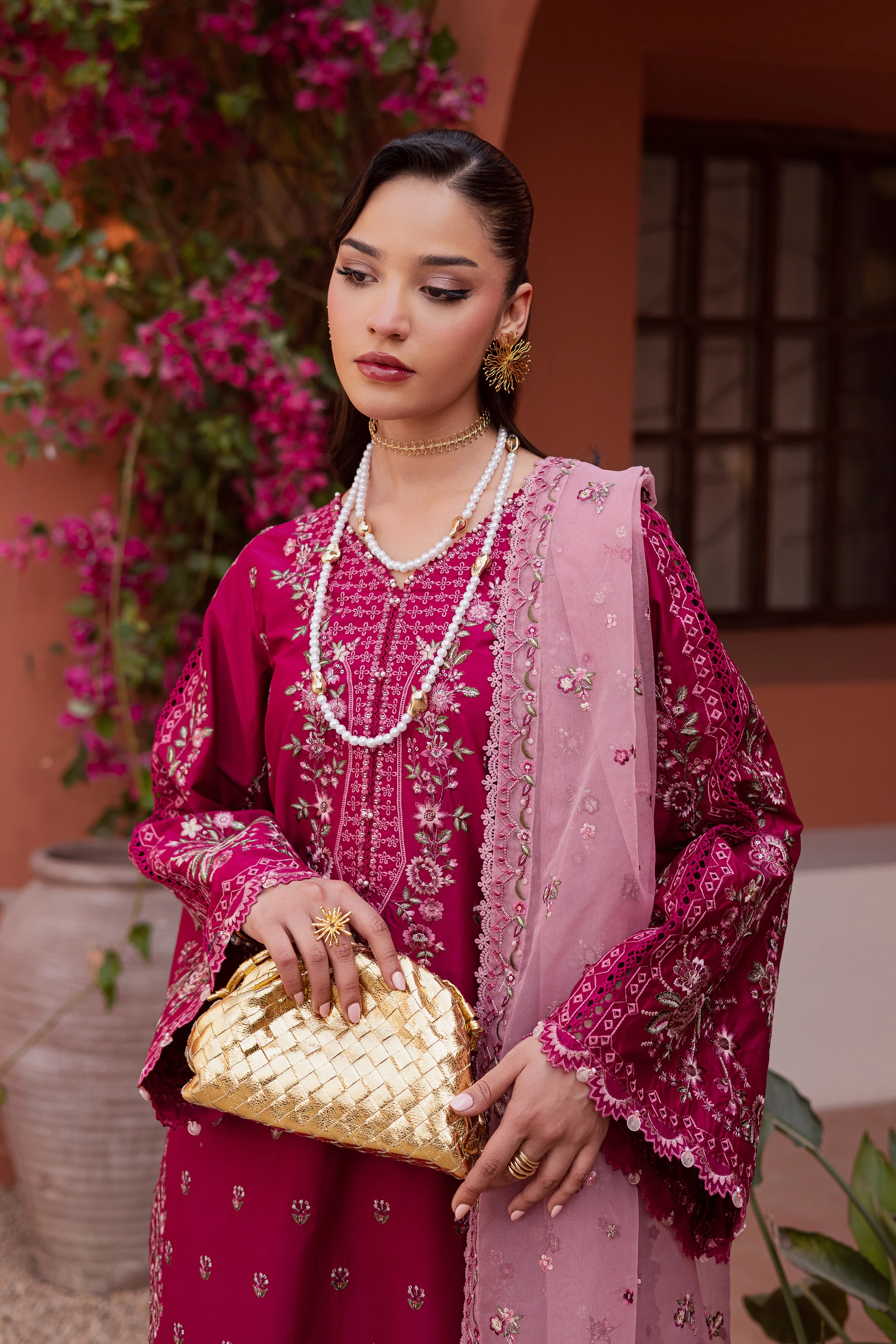 Pink Aleyla 3Pc - Festive Embroidered Lawn - Image 11