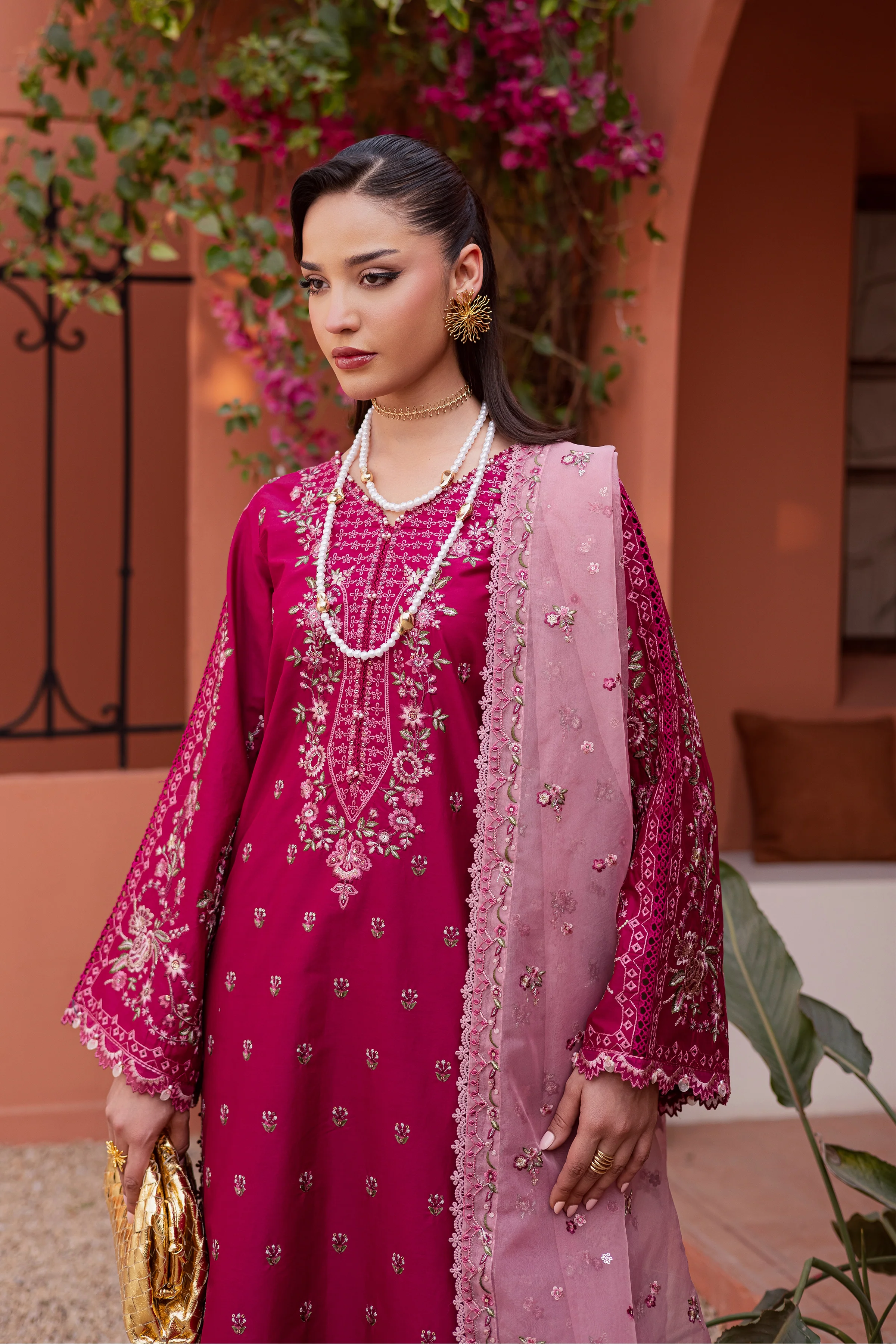 Pink Aleyla 3Pc - Festive Embroidered Lawn - Image 14